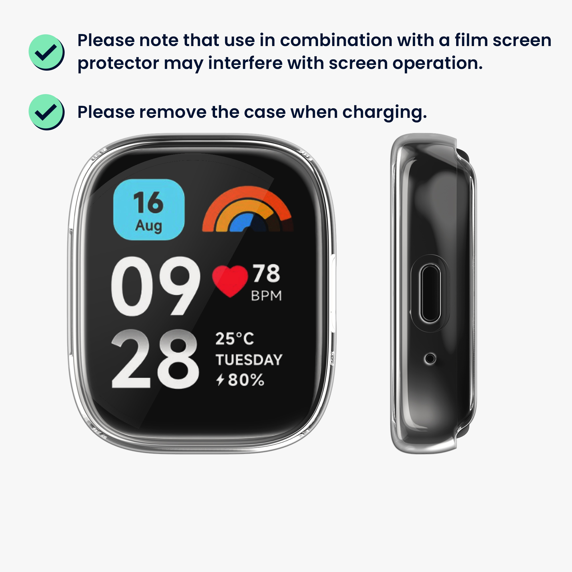 kwmobile ochranný kryt na chytré hodinky Redmi Watch 3 Active - transparentní / zlatá