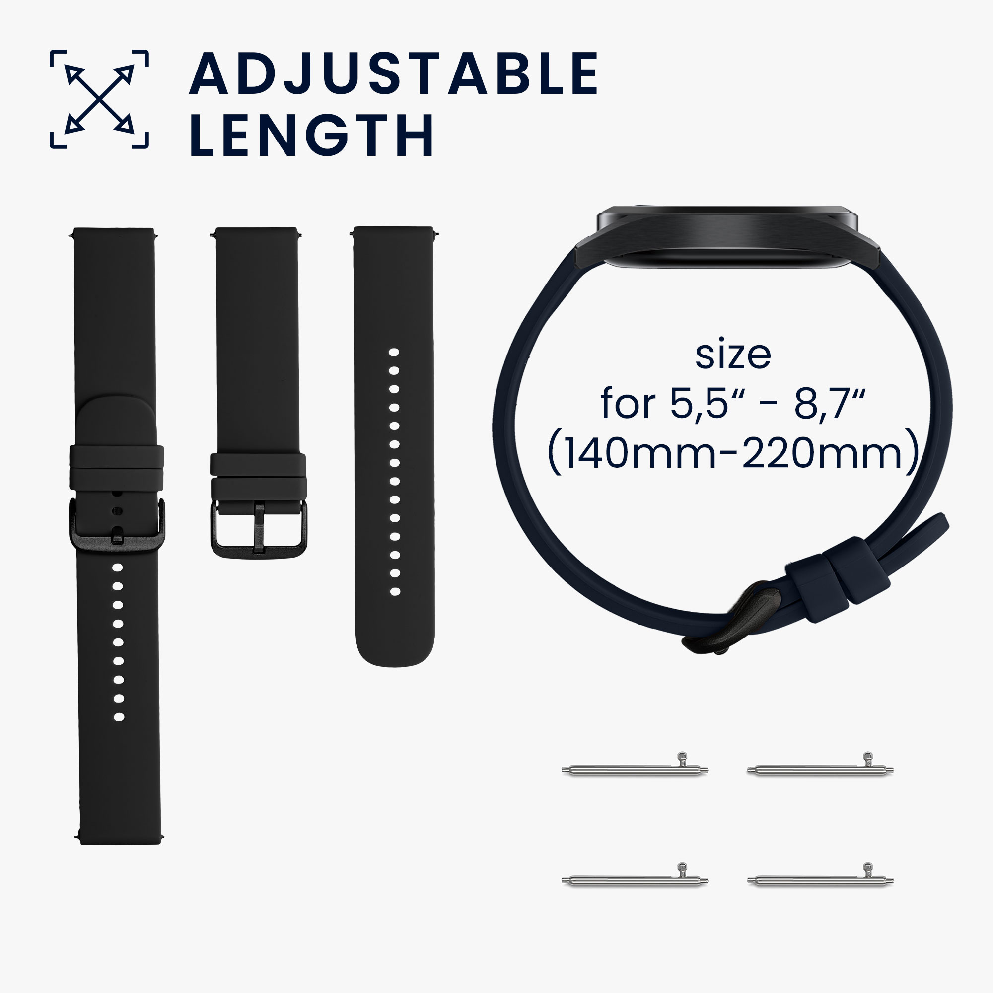 Řemínek Huami 22mm Amazfit Bip 6/Bip 5 Unity/Bip 5/GTS 3/Bal... 22mm kwmobile TPU černý/tmavě modrý