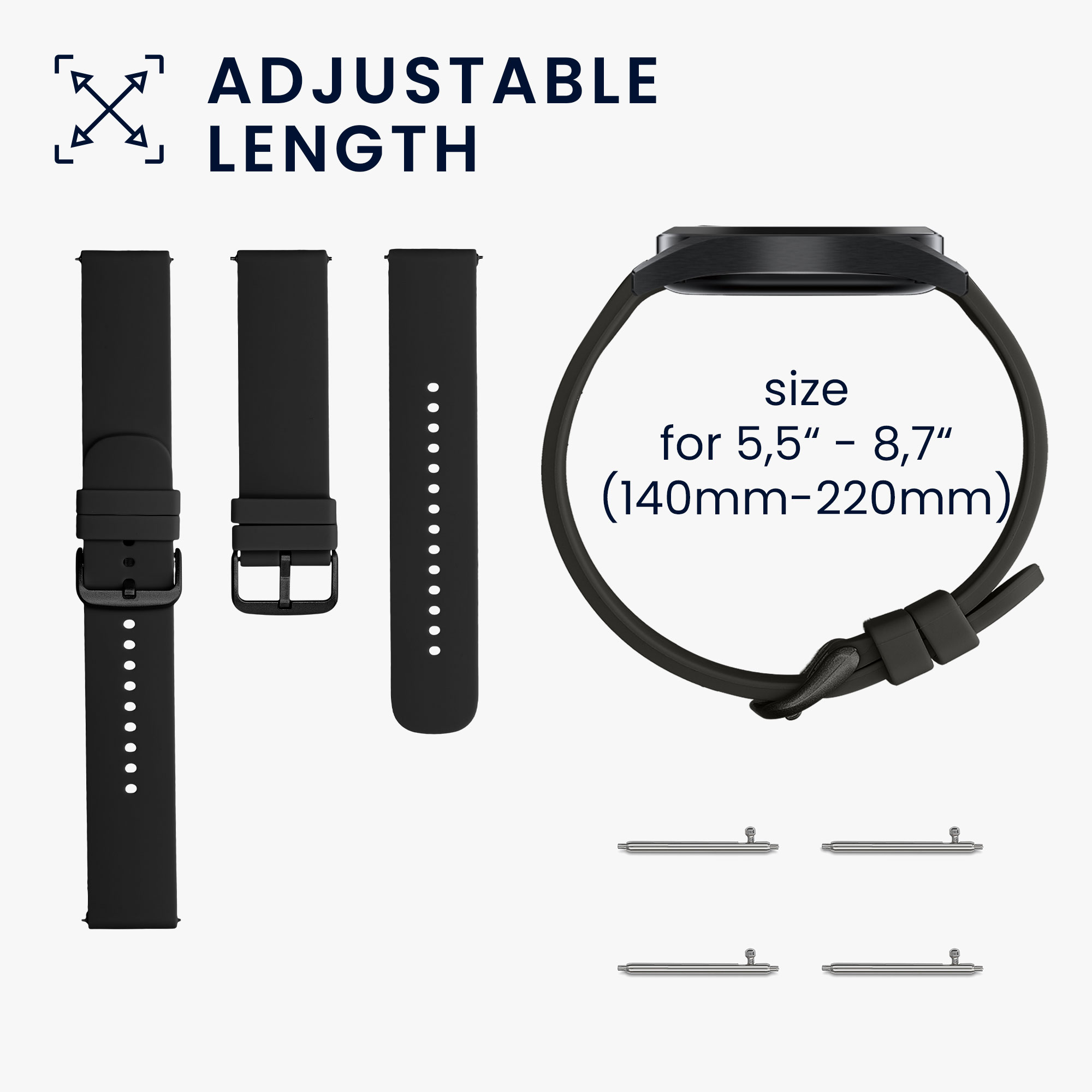 Řemínky pro Huami 22mm Amazfit Bip 6 / Bip 5 Unity / Bip 5 / GTS 3 / Balance 2 / Helio kwmobile silikonové - černá / šedá