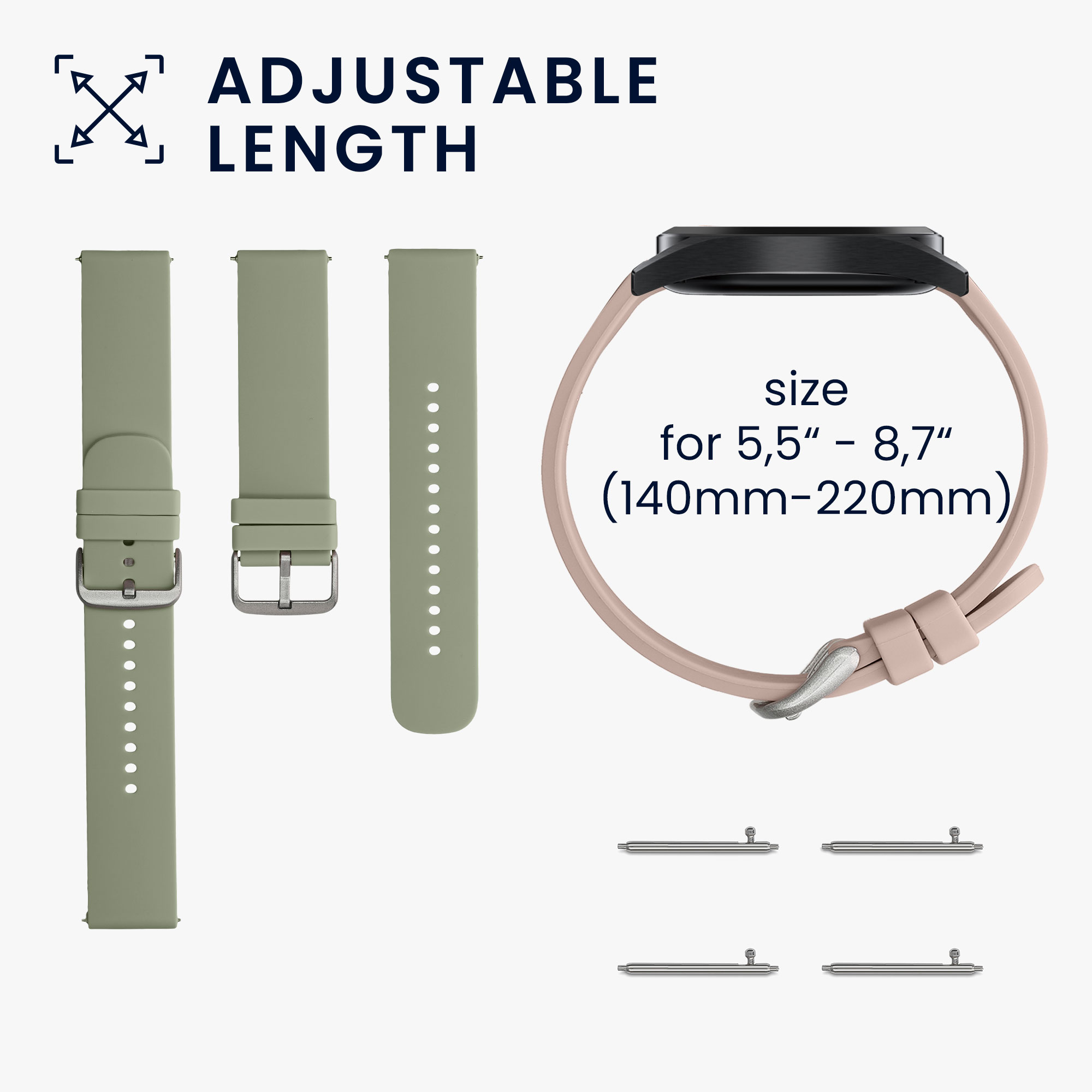 Řemínky pro Huami 22mm Amazfit Bip 6 / Bip 5 Unity / Bip 5 / GTS 3 / Balance 2 / Helio kwmobile silikonové - pastelově zelená / starorůžová