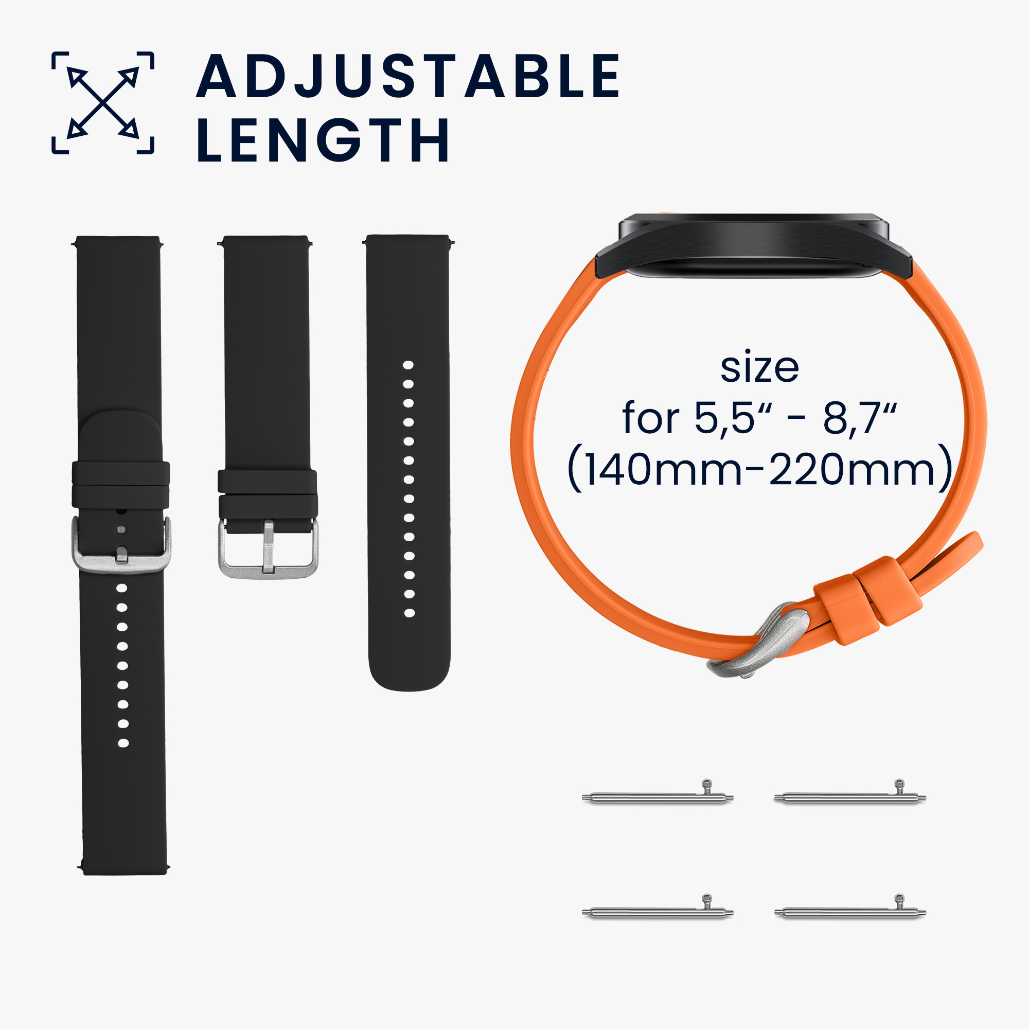 Řemínek Huami 22mm Amazfit Bip 6/Bip 5 Unity/Bip 5/GTS 3/Bal... 22mm kwmobile TPU černý/oranžový