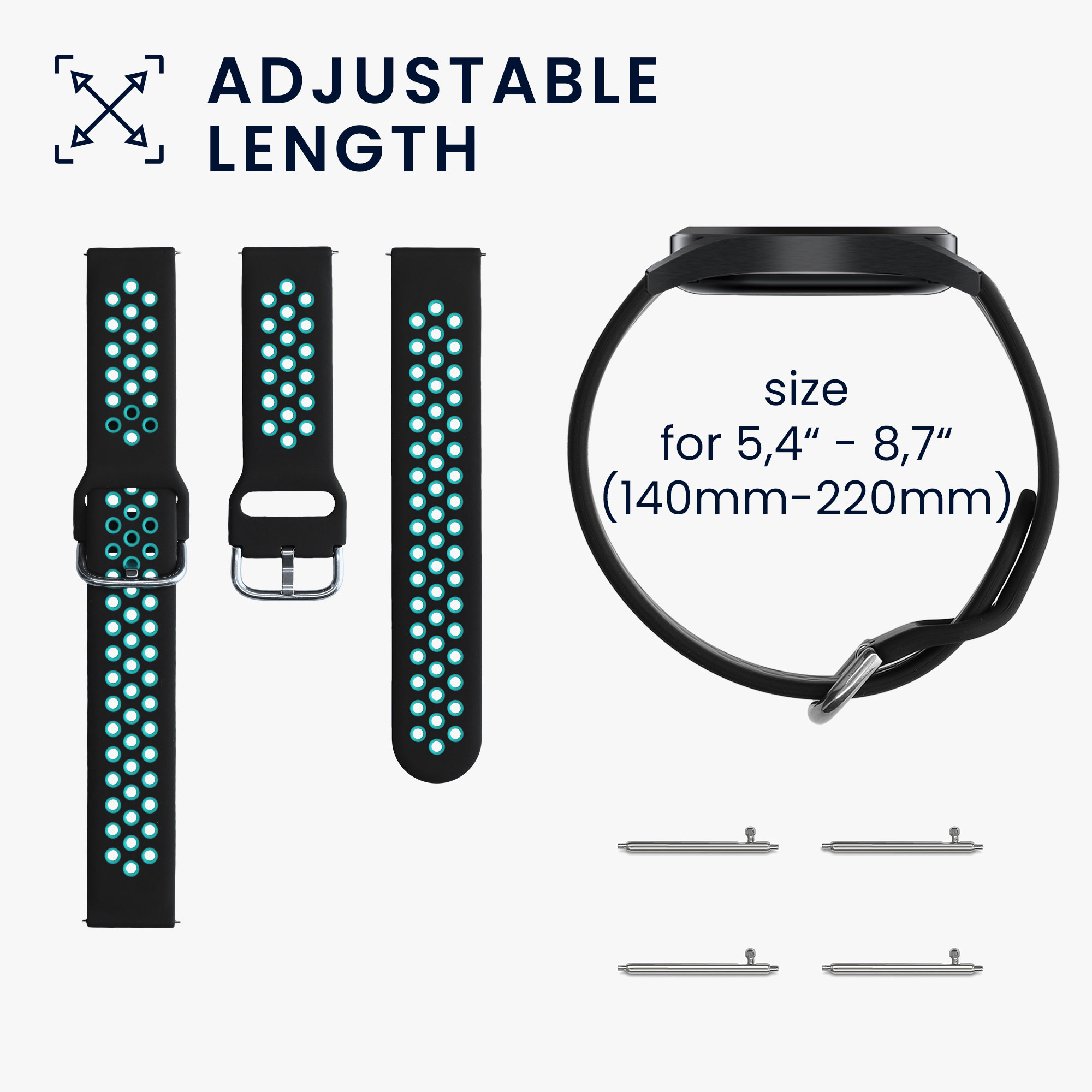 Řemínek Huami 22mm Amazfit Bip 6/Bip 5 Unity/Bip 5/GTS 3/Bal... 22mm kwmobile TPU černý/šedý/černý/modrý