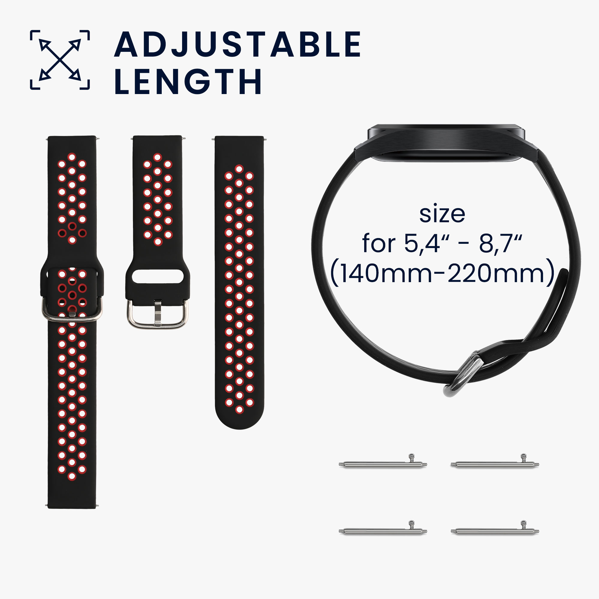 Řemínek Huami 22mm Amazfit Bip 6/Bip 5 Unity/Bip 5/GTS 3/Bal... 22mm kwmobile TPU černý/červený/černý/zelený