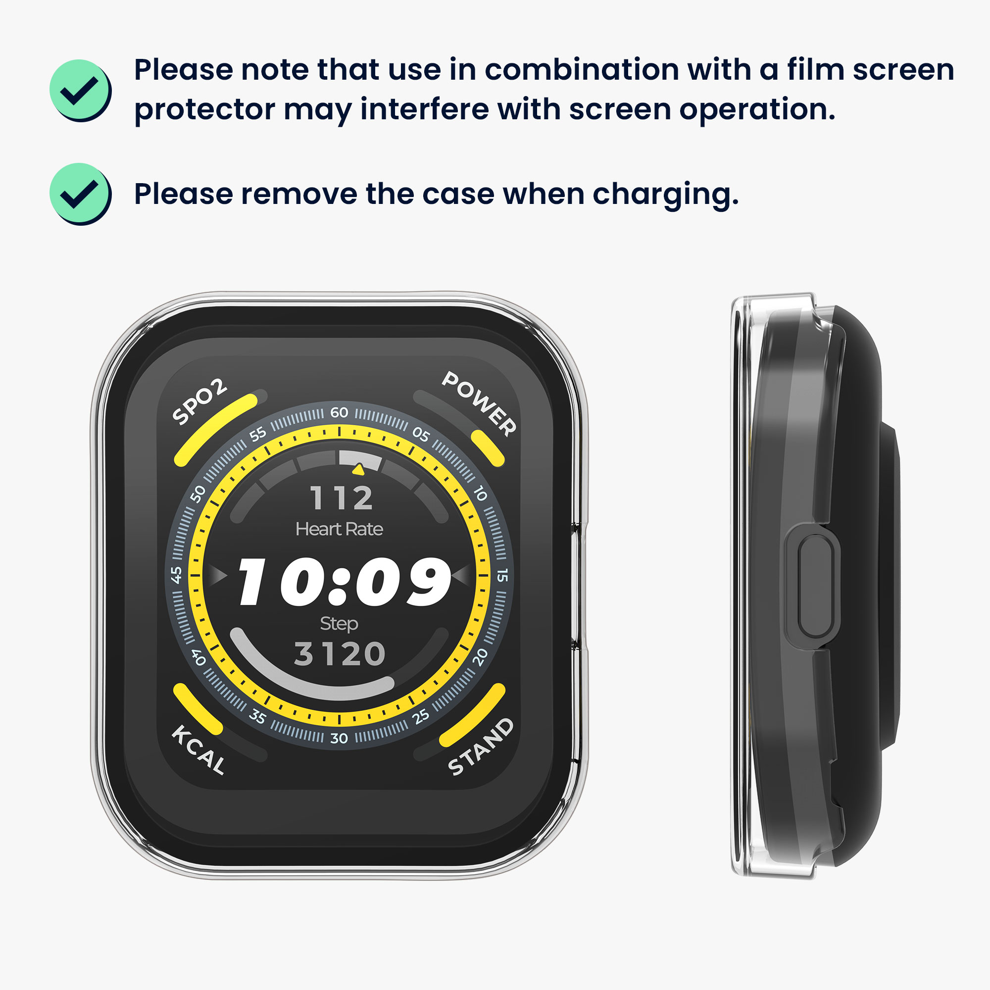 Sada 2 krytů s ochranou displeje pro Huami Amazfit Bip 5 kwmobile - transparentní a starorůžová