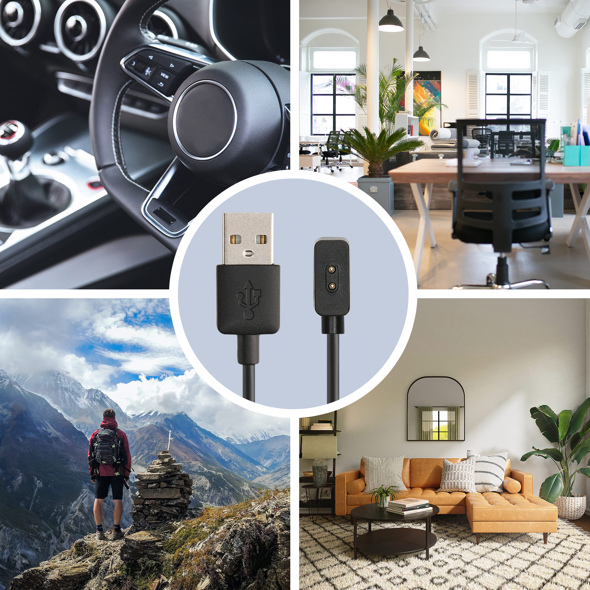 Nabíjecí kabel pro chytré hodinky pro Xiaomi Mi Band 10 / Band 9 / 8 / 8Pro / Redmi Watch 3 Active kwmobile - černá
