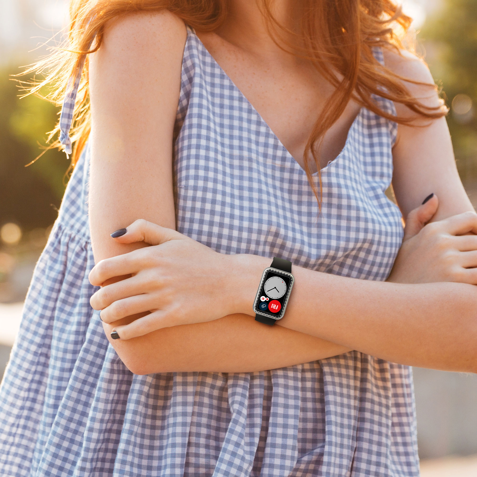 Glitter rámeček hodinky Huawei Watch Fit třpytivý sada 2 ks průhledná/černá kwmobile
