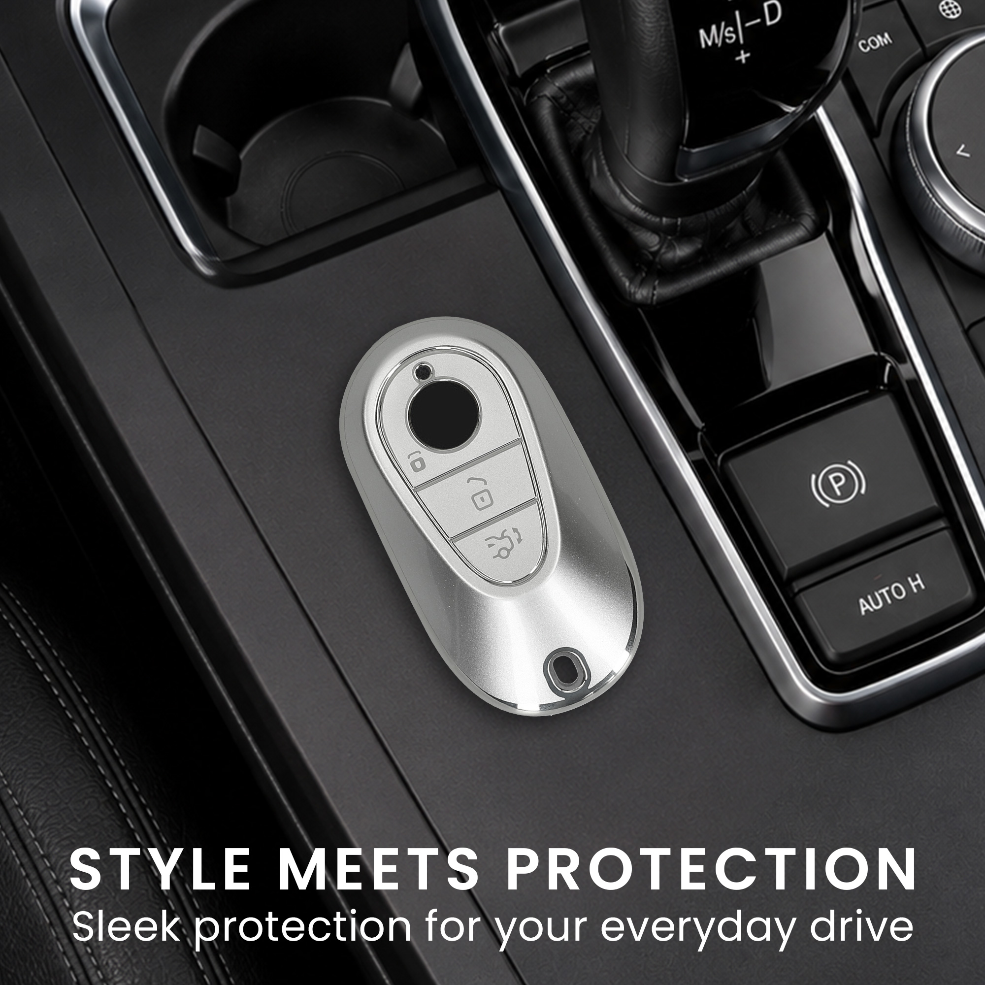 Obal na klíč od auta pro Mercedes Benz chytrý klíč se 3 tlačítky kwmobile TPU - matná stříbrná