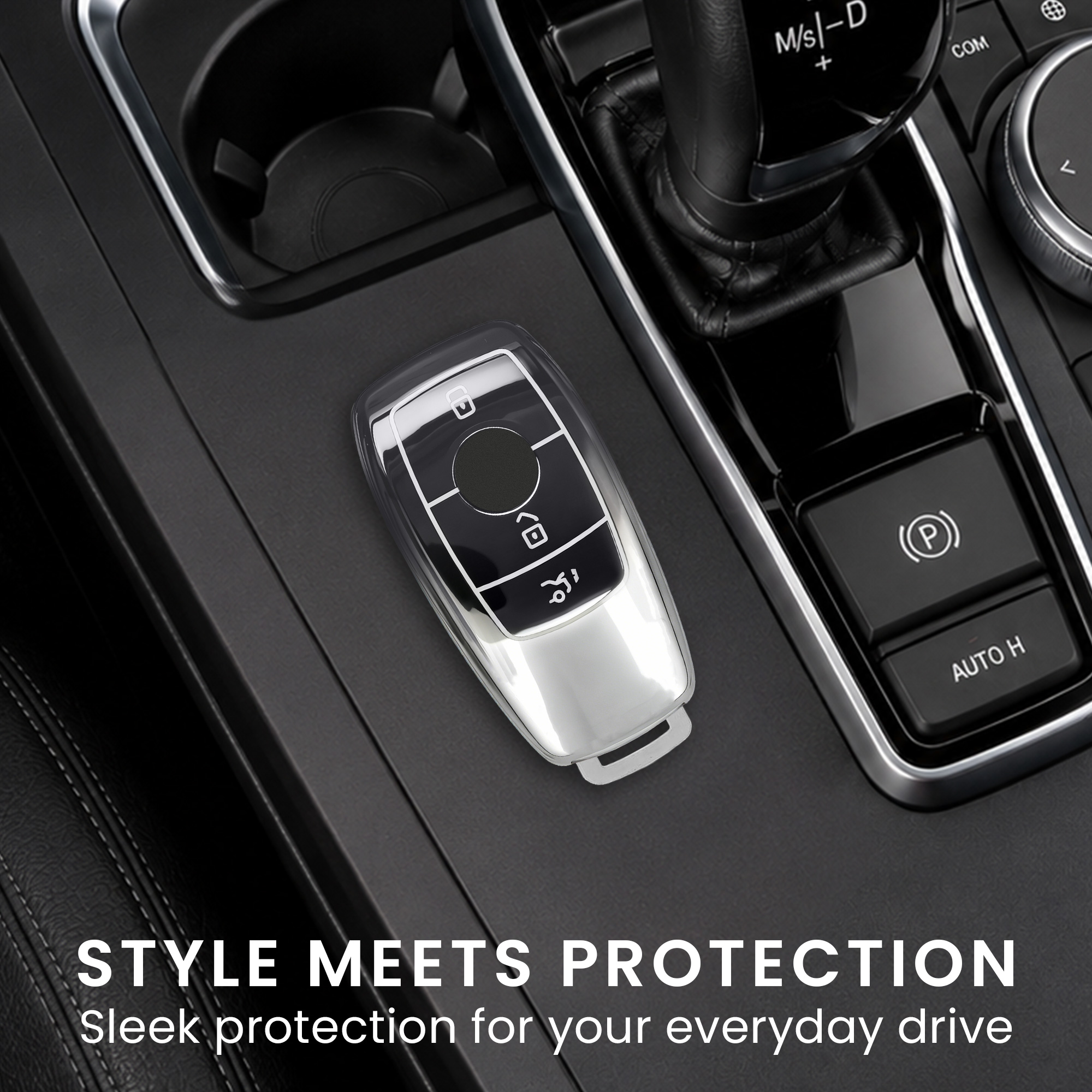Obal na klíč od auta pro Mercedes-Benz chytrý klíč klíč od auta (only Keyless) kwmobile TPU - tmavě šedá / stříbrná