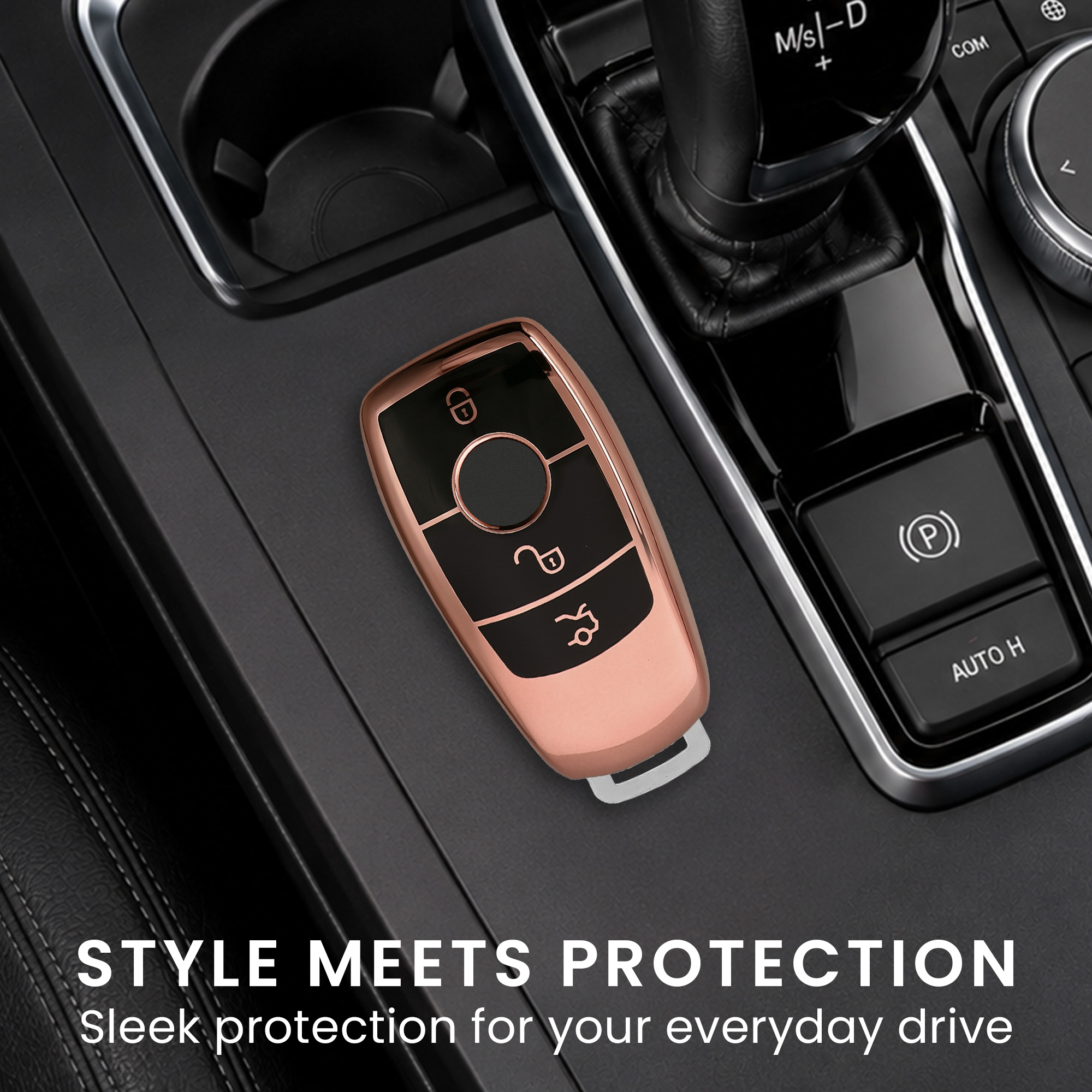 Obal na klíč od auta pro Mercedes-Benz chytrý klíč klíč od auta (only Keyless) kwmobile TPU - lesklé růžové zlato