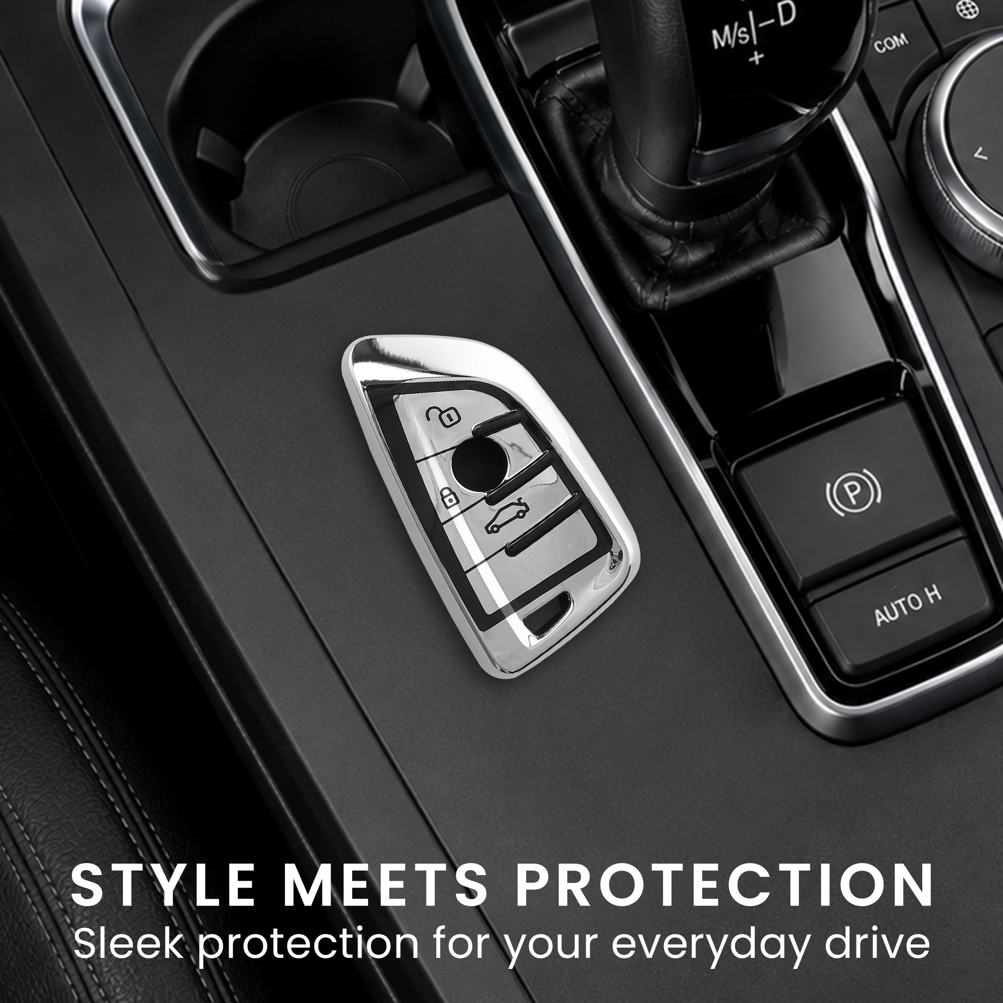 Tpu pouzdro na klíč od auta BMW 3 tlačítka Smart Key protiskluzové leskle stříbrné