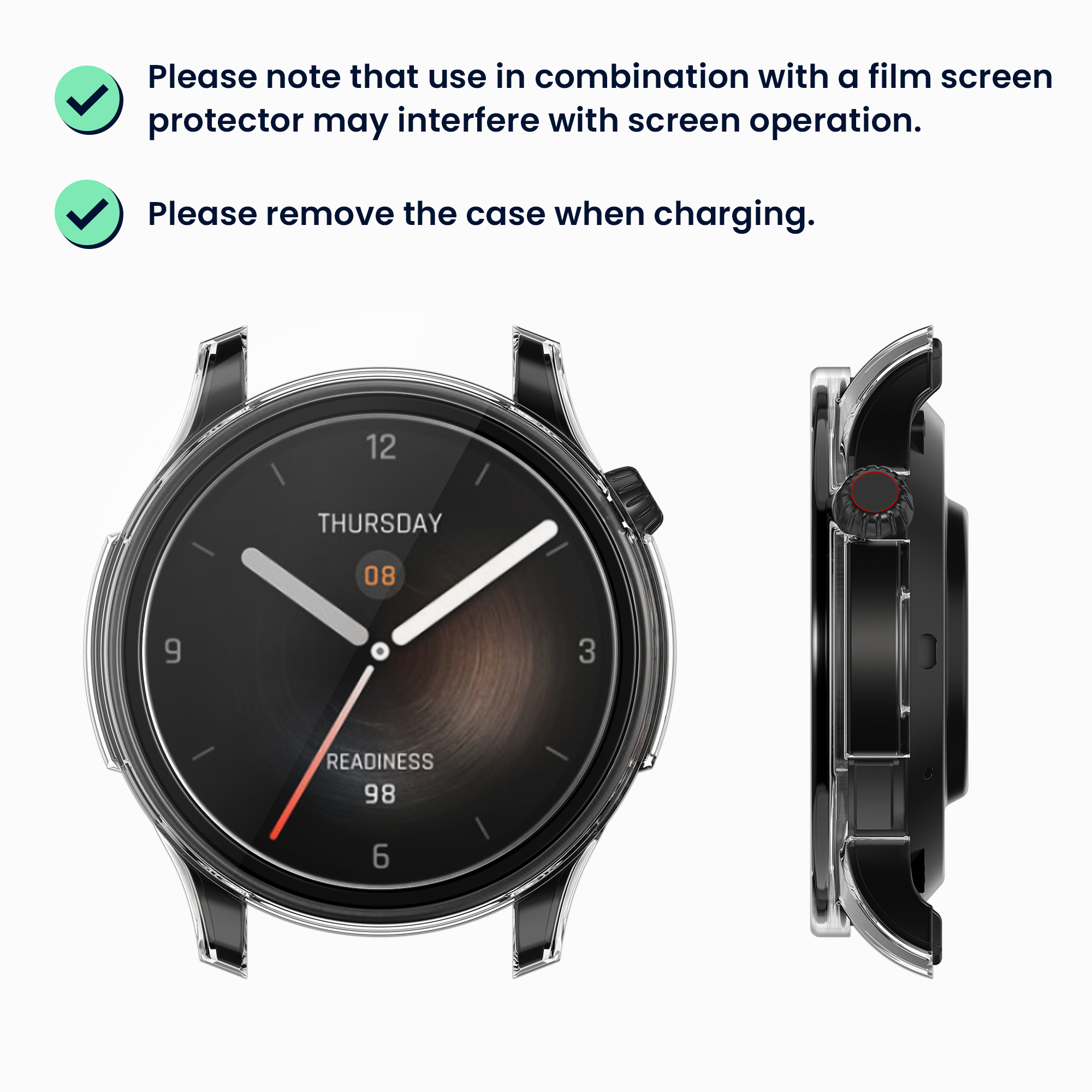 Sada 2 krytů s ochranou displeje pro Huami Amazfit Balance A2286 kwmobile - transparentní a černá