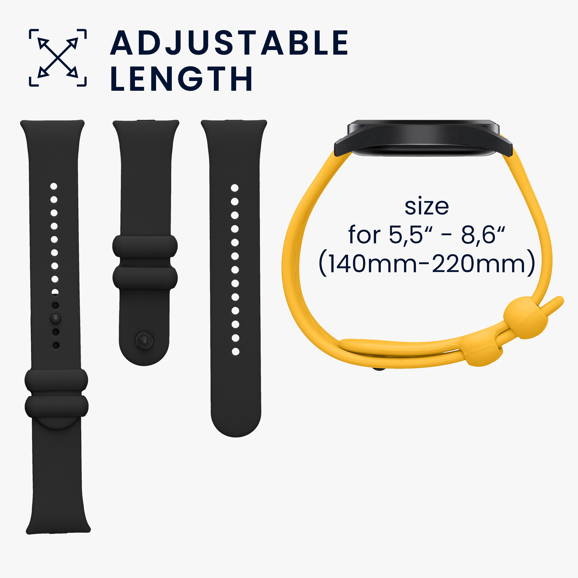 Řemínky pro Xiaomi Redmi Watch 4 / Watch 5 / Watch 5 eSIM kwmobile silikonové - černá / žlutá