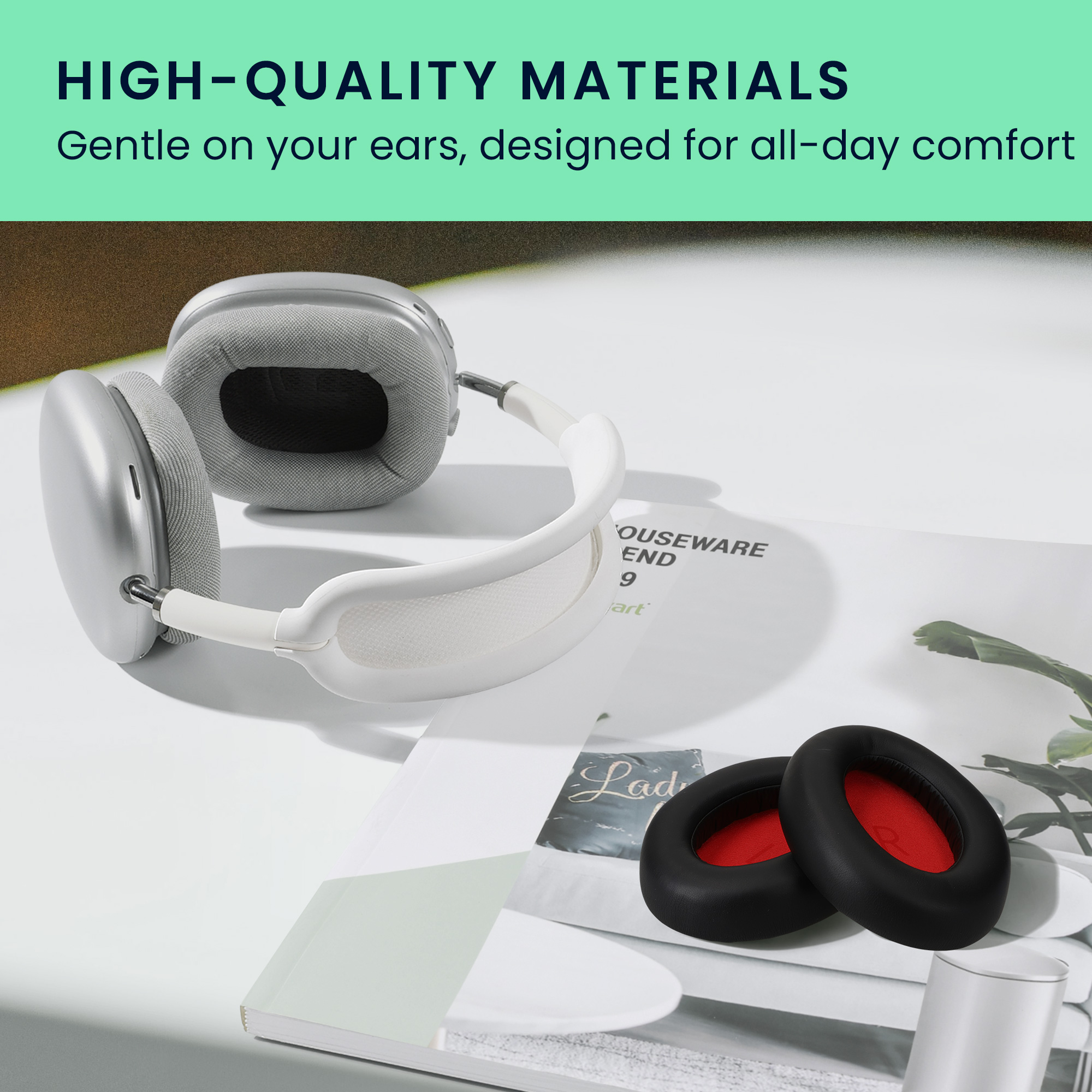 Náhradní náušníky kwmobile pro 1More SonoFlow / SonoFlow SE Replacement Ear Pads, černá
