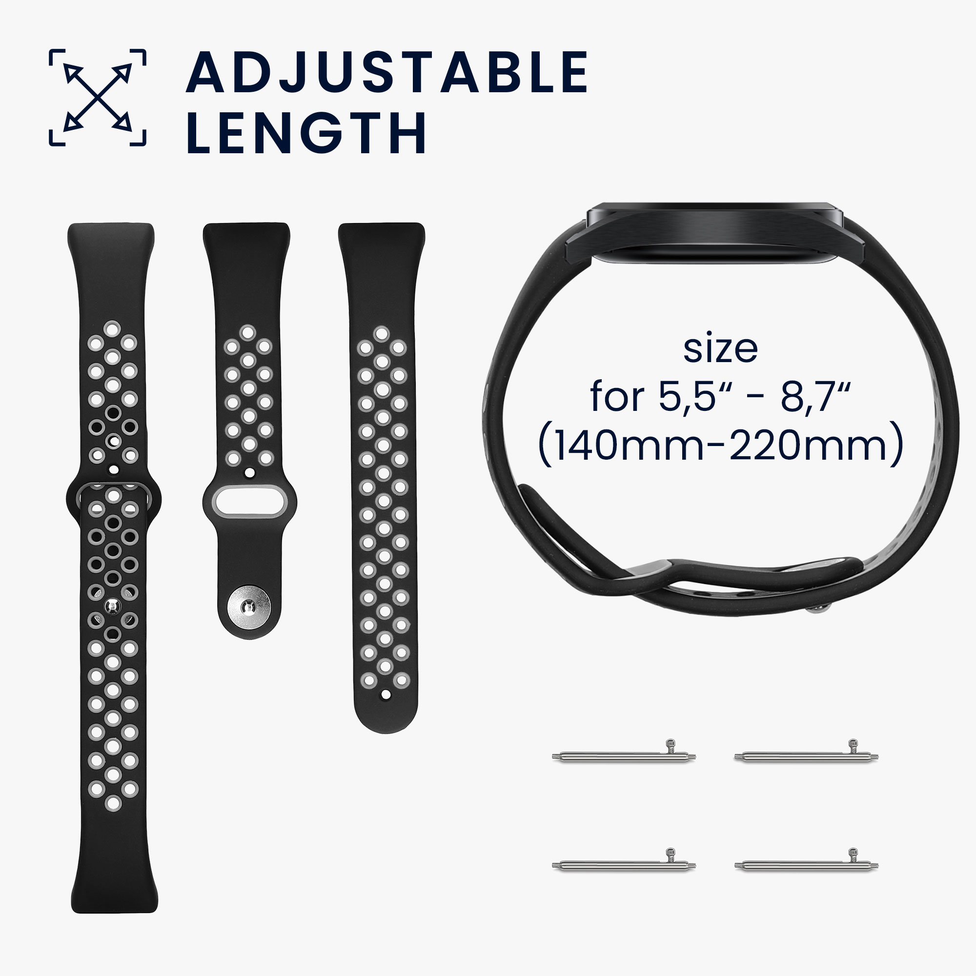 Sada řemínků na chytré hodinky Huawei Band 6 / 6 Pro / Honor Band 7 / 6 2 ks černo-šedo-černo-červené
