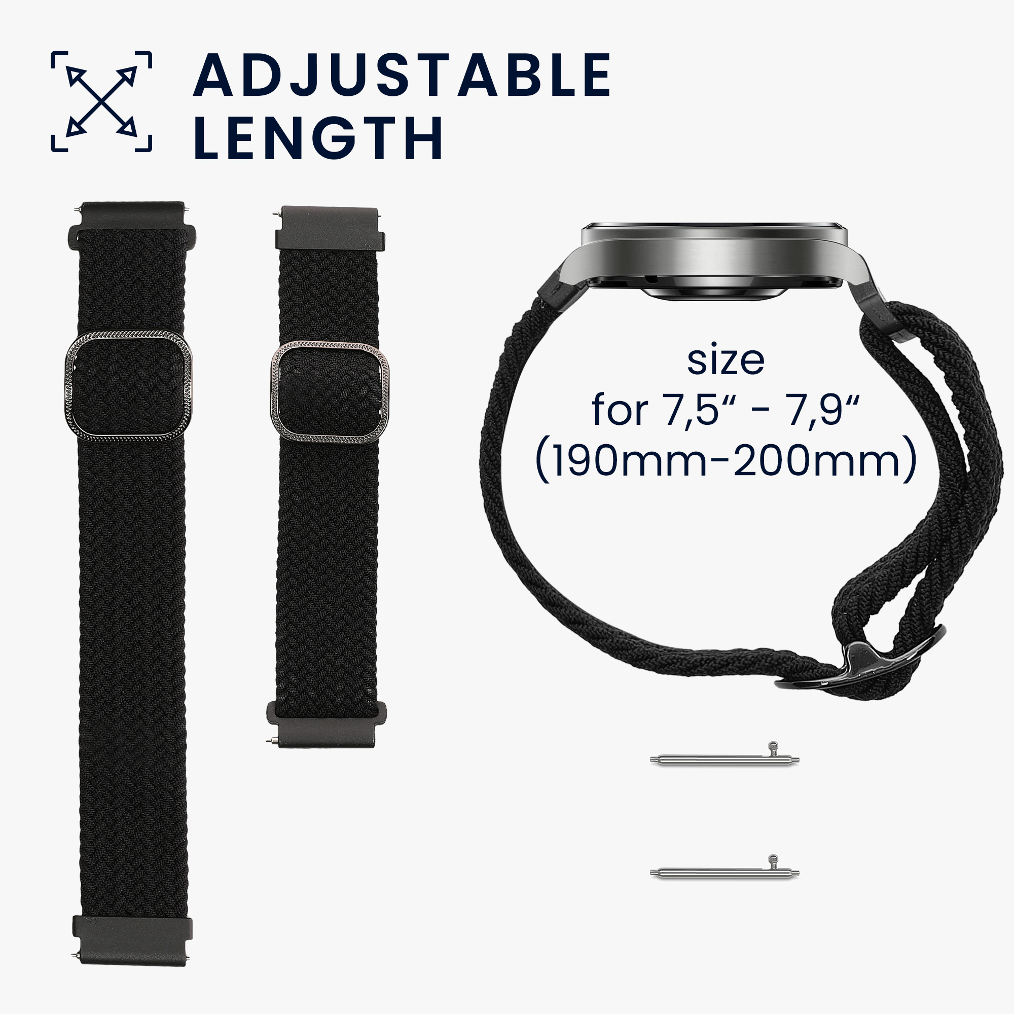 Řemínek na hodinky kwmobile nylonový pro Xiaomi Watch S4/S4 Sport/S3/S2/Watch S1 Active/Redmi Watch 5 Active, černá