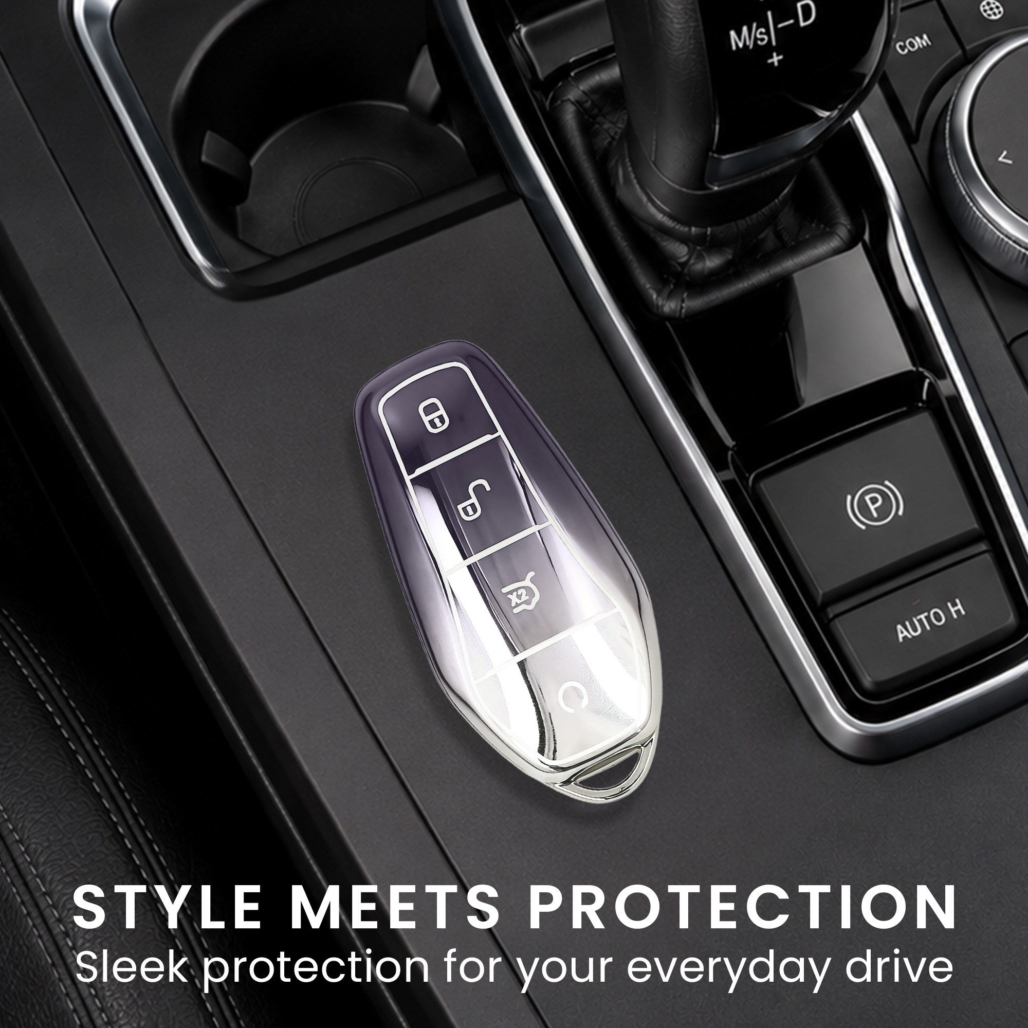 Obal na klíč od auta pro BYD Atto 3 / Sealion / Han / Tang / Dolphin / Seal kwmobile TPU - tmavě šedá / stříbrná