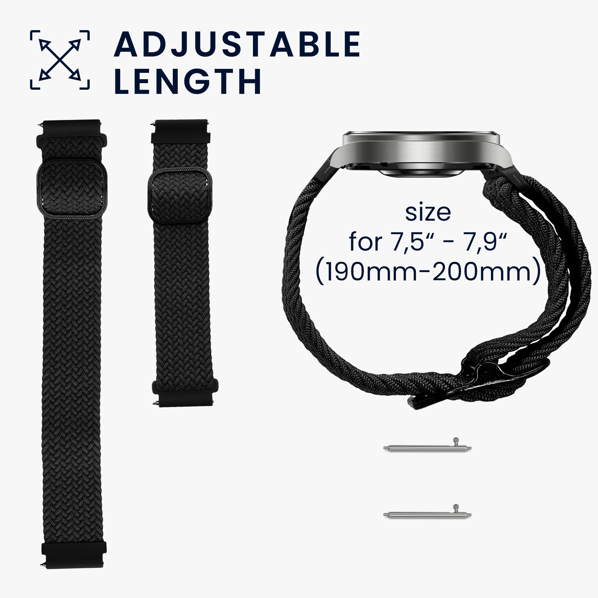Řemínek 22mm Amazfit Bip 6/Bip 5 Unity/Bip 5/GTS 3/Balance 2... 22mm kwmobile nylon černý