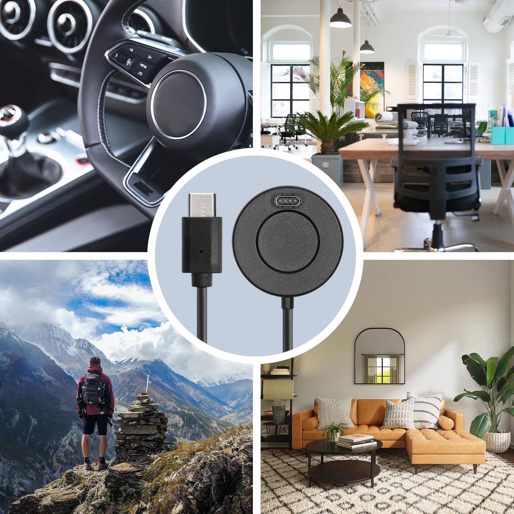 Nabíjecí kabel Garmin Forerunner 55 / 255 / kwmobile USB-C černý