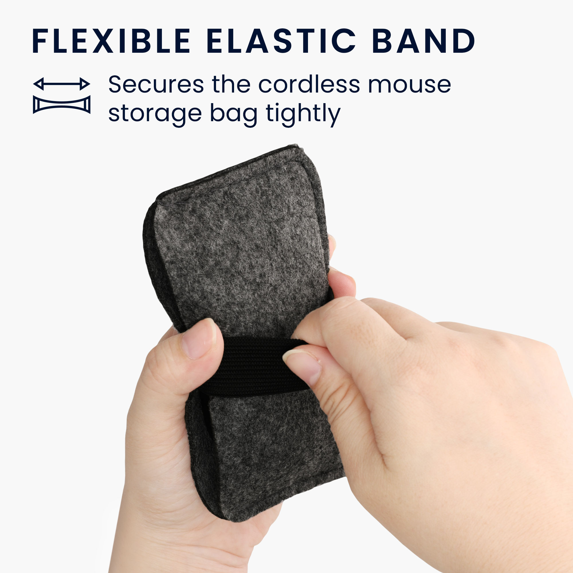 Plstěné pouzdro na myš Apple Magic Mouse 1 / 2 / Logitech Pebble kwmobile ‑ tmavě šedá / černá
