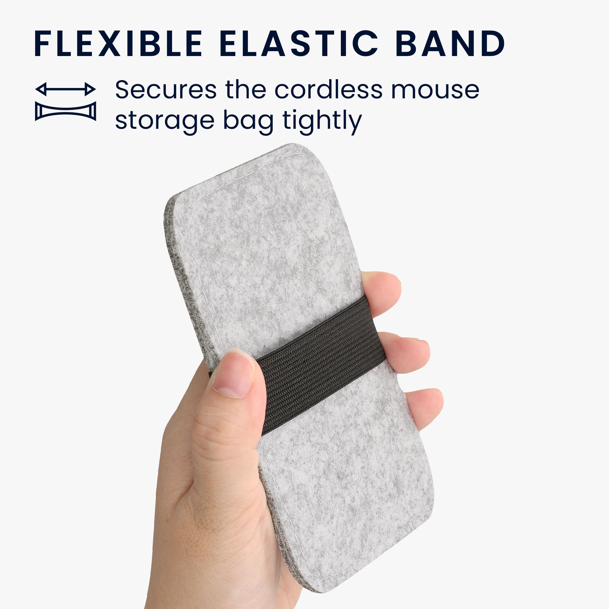 Plstěné pouzdro na myš Apple Magic Mouse 1 / 2 / Logitech Pebble kwmobile ‑ světle šedá / černá