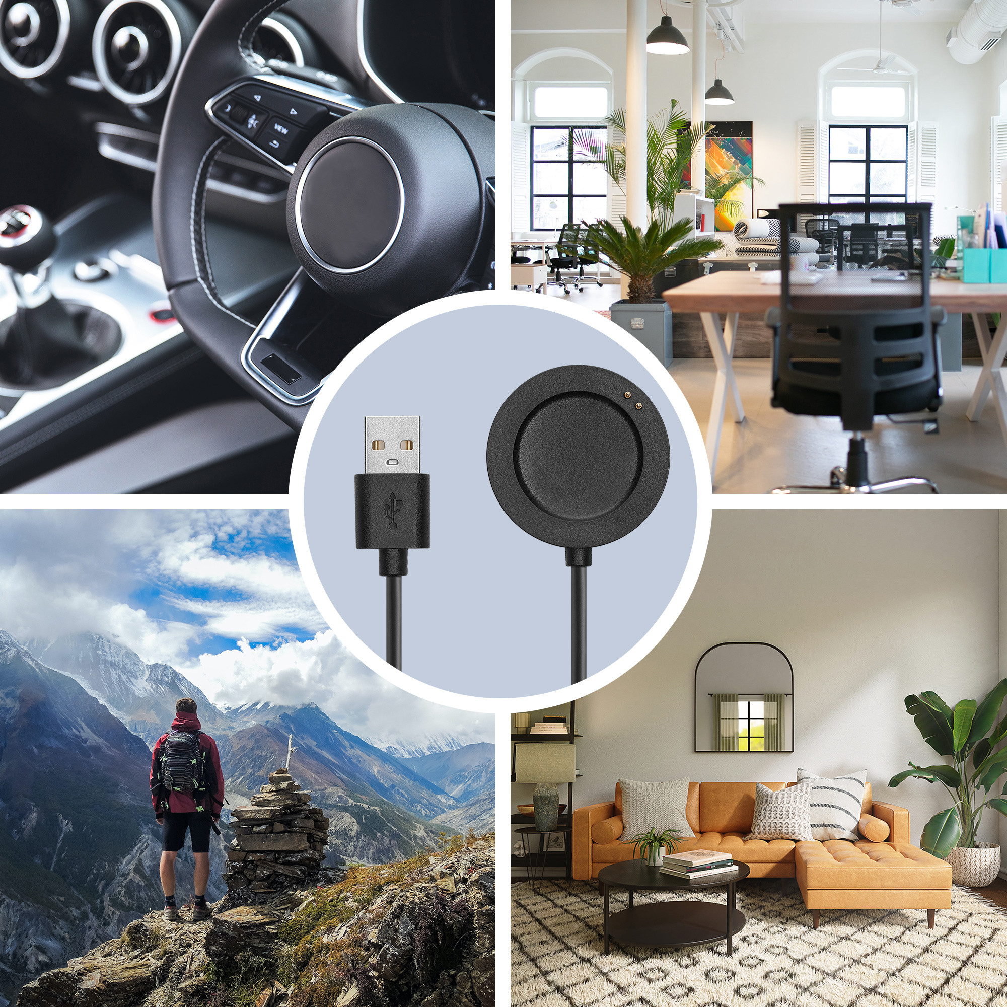 Nabíjecí kabel kwmobile pro Xiaomi Watch S3 / Watch S2 / Watch 2 Pro / Watch H1, černá