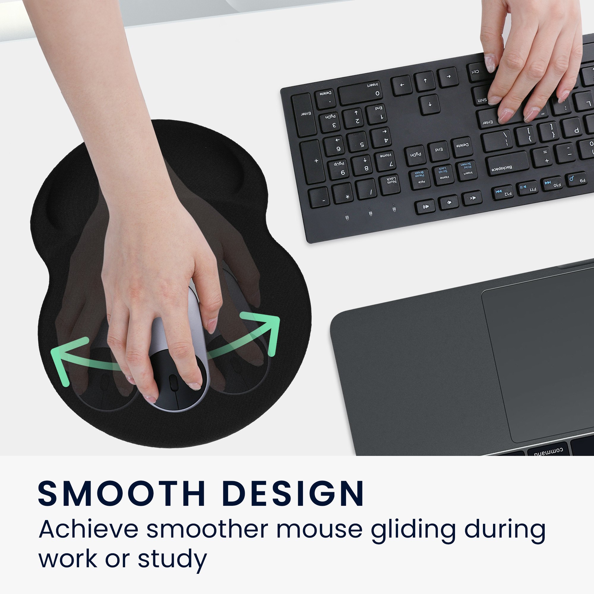 Ergonomická podložka pod myš s gelovou opěrkou - černá