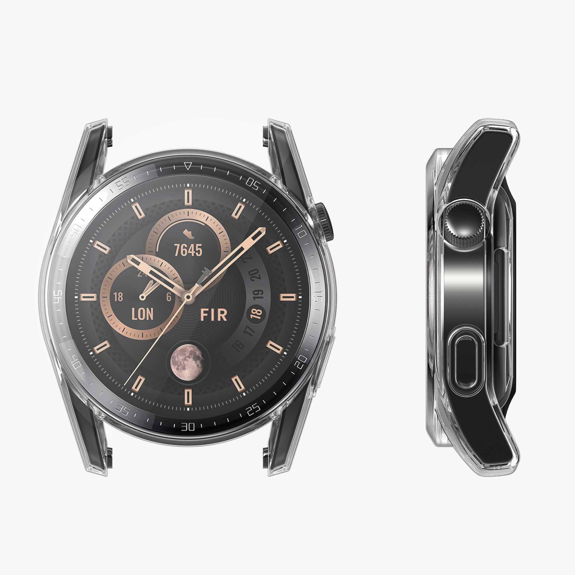 Kryt s ochranou displeje pro Huawei Watch GT 3 (46 mm), 2 ks kwmobile ‑ čirá / černá