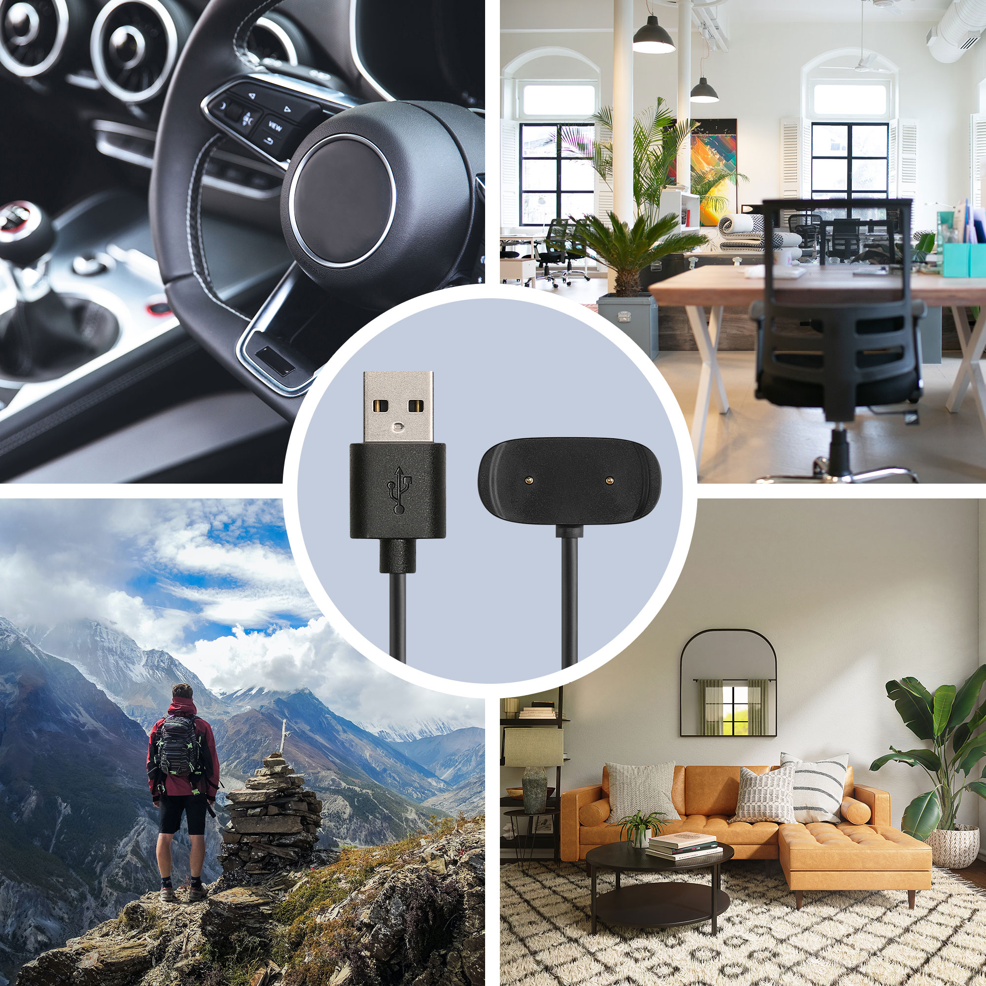 Nabíjecí kabel pro Huawei Amazfit Bip 5 / GTR Mini / Amazfit Active / Active Edge kwmobile - černá