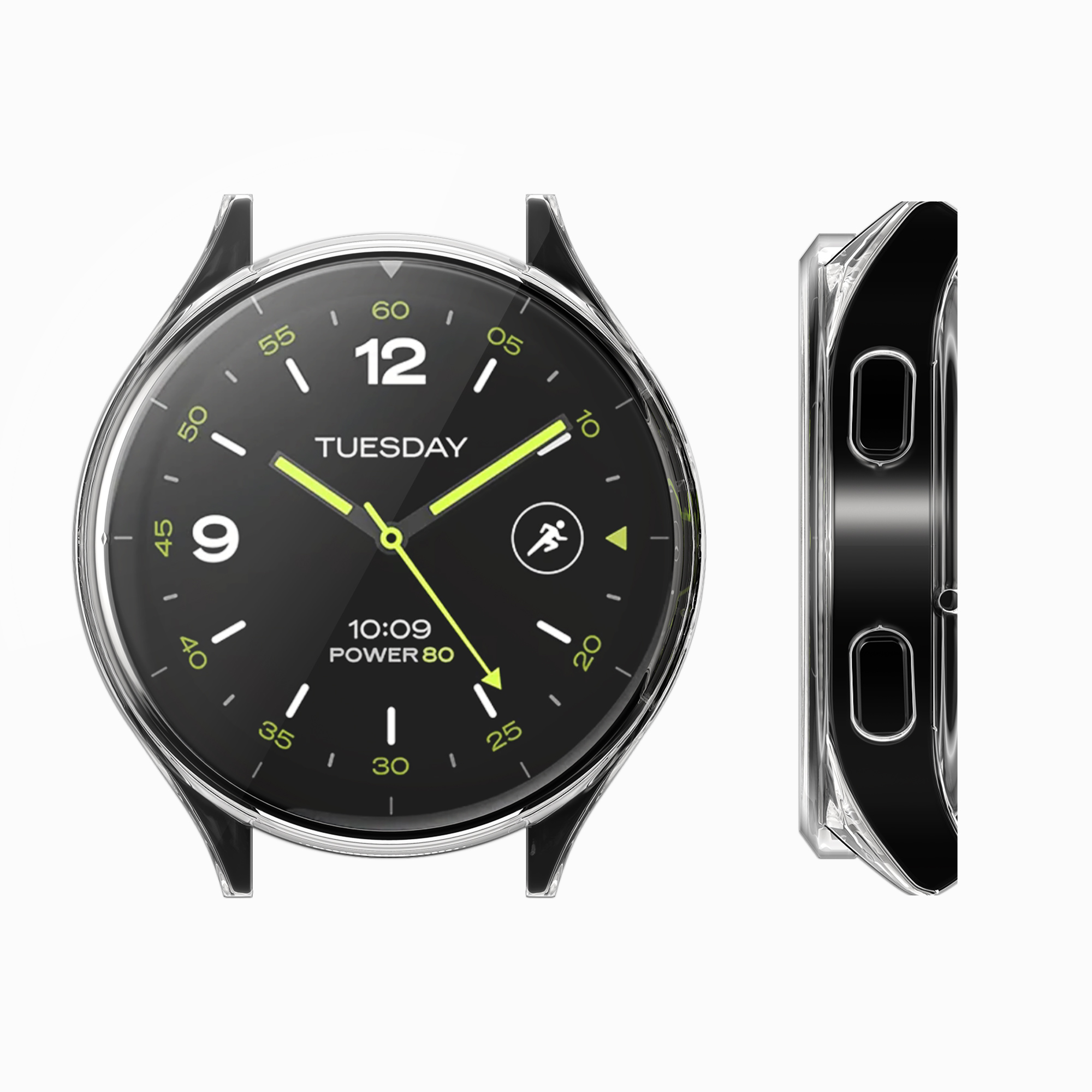 Kryt s ochranným sklem kwmobile pro Xiaomi Watch 2 - 2 ks - černá / transparentní