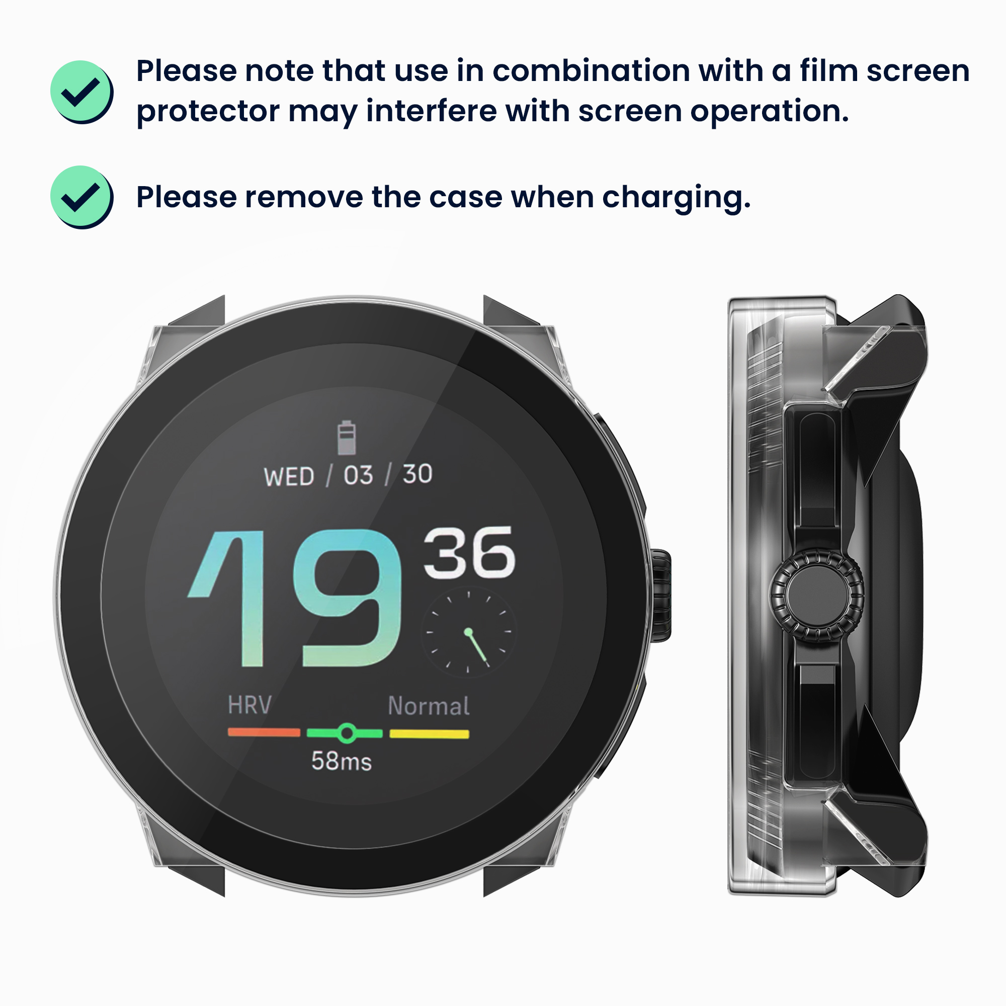 2x obal s ochranným sklem pro Suunto Race S kwmobile - transparentní / černá