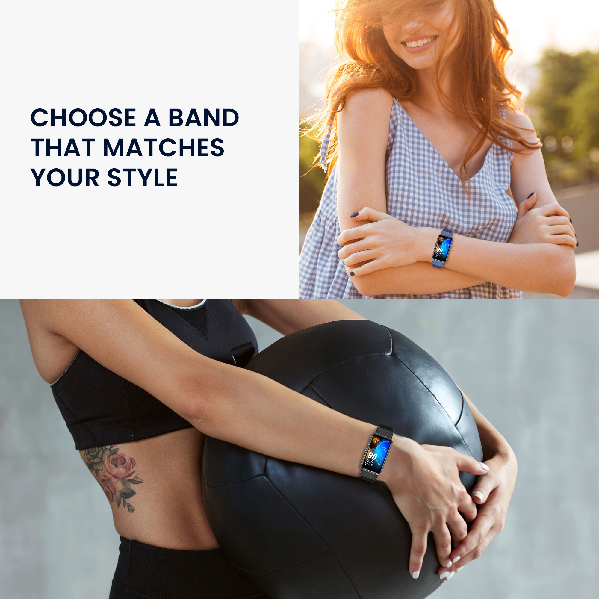Řemínek na chytré hodinky pro Huawei Band 10 / 9 / 8 kwmobile nylonové - černá / modrá