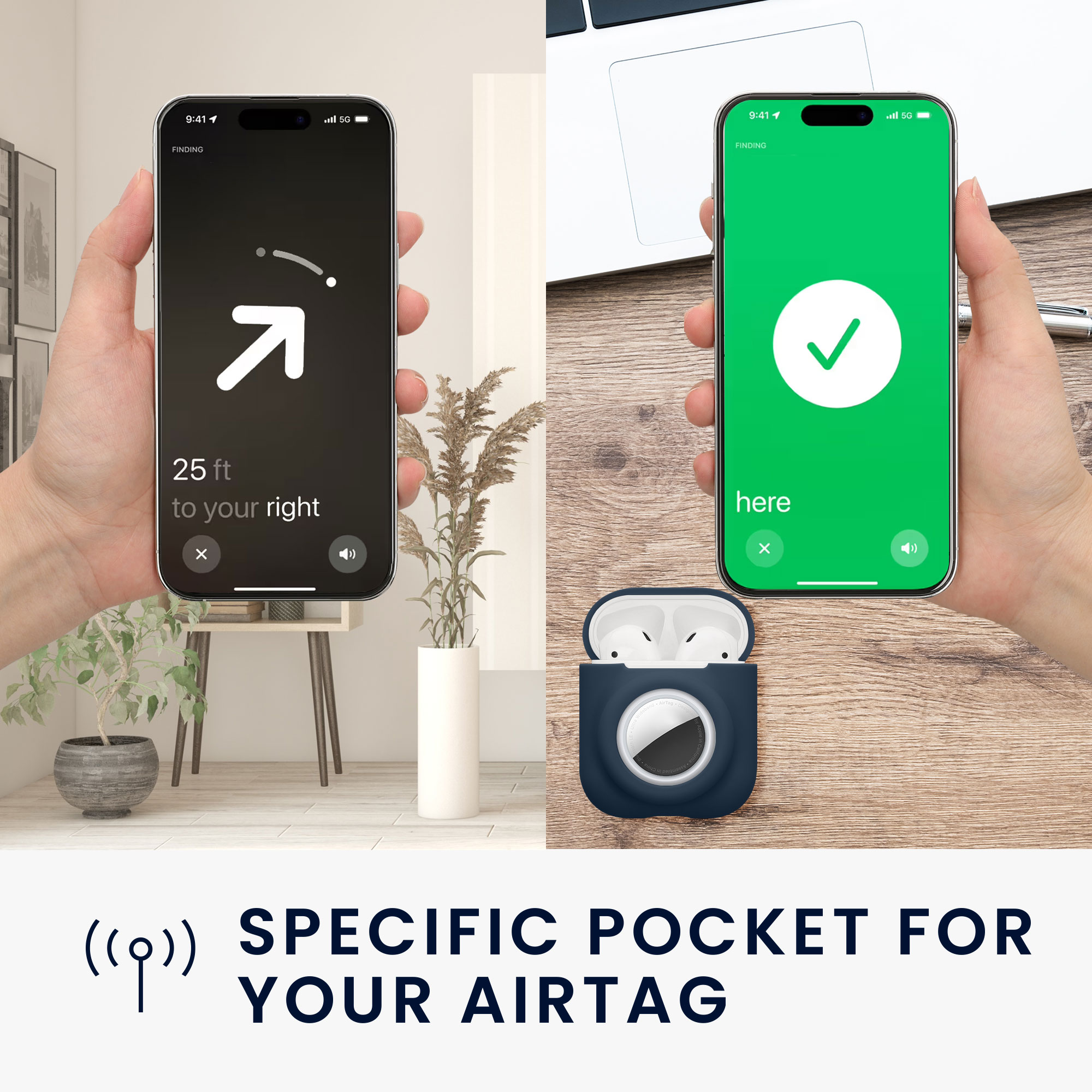 Obal pro Apple Airpods 1 & 2 kwmobile s karabinou silikonové - tmavě modrá