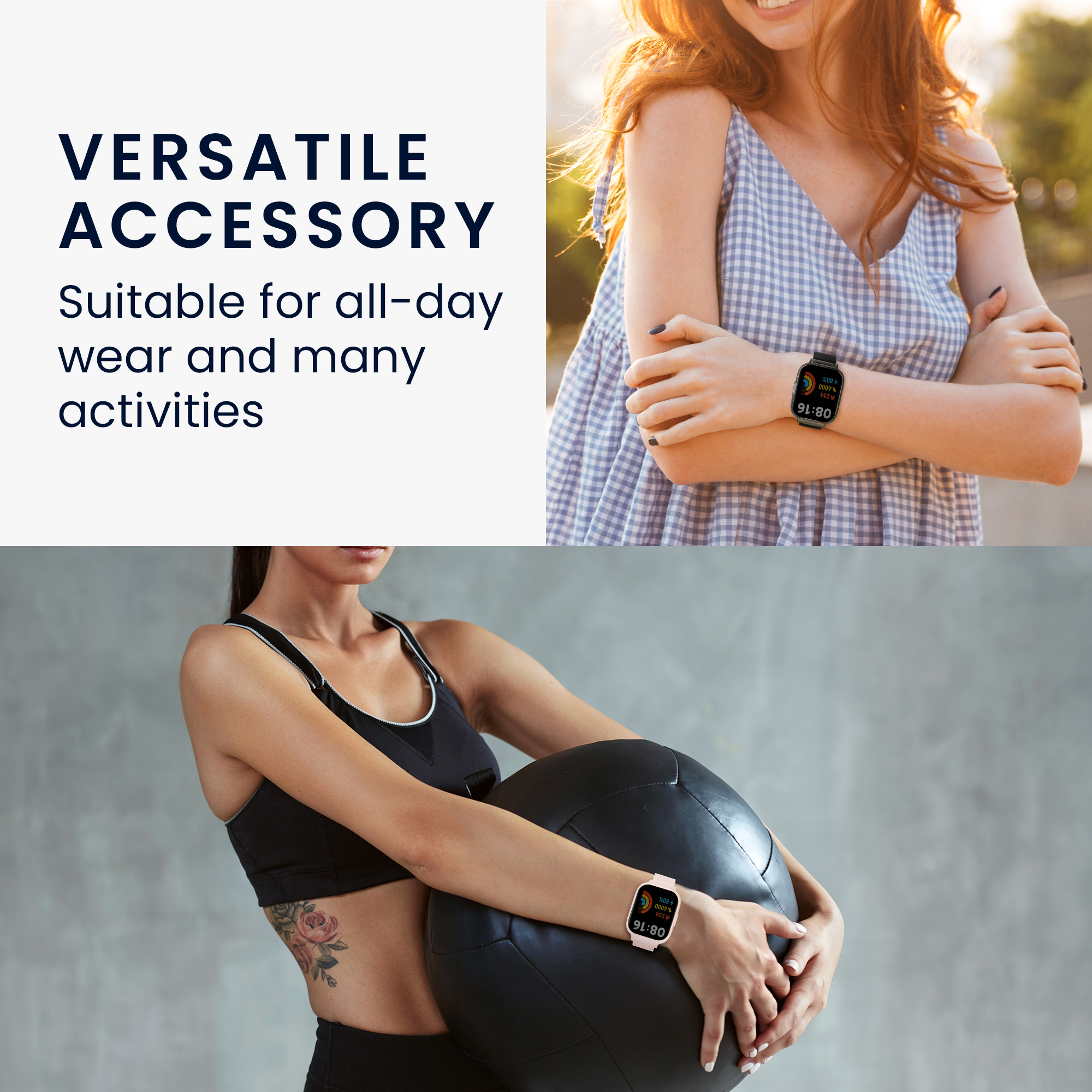 kwmobile řemínek k hodinkám Redmi Watch 3 Active - 2-in-1 set silicone band cover soft pudrově růžová.