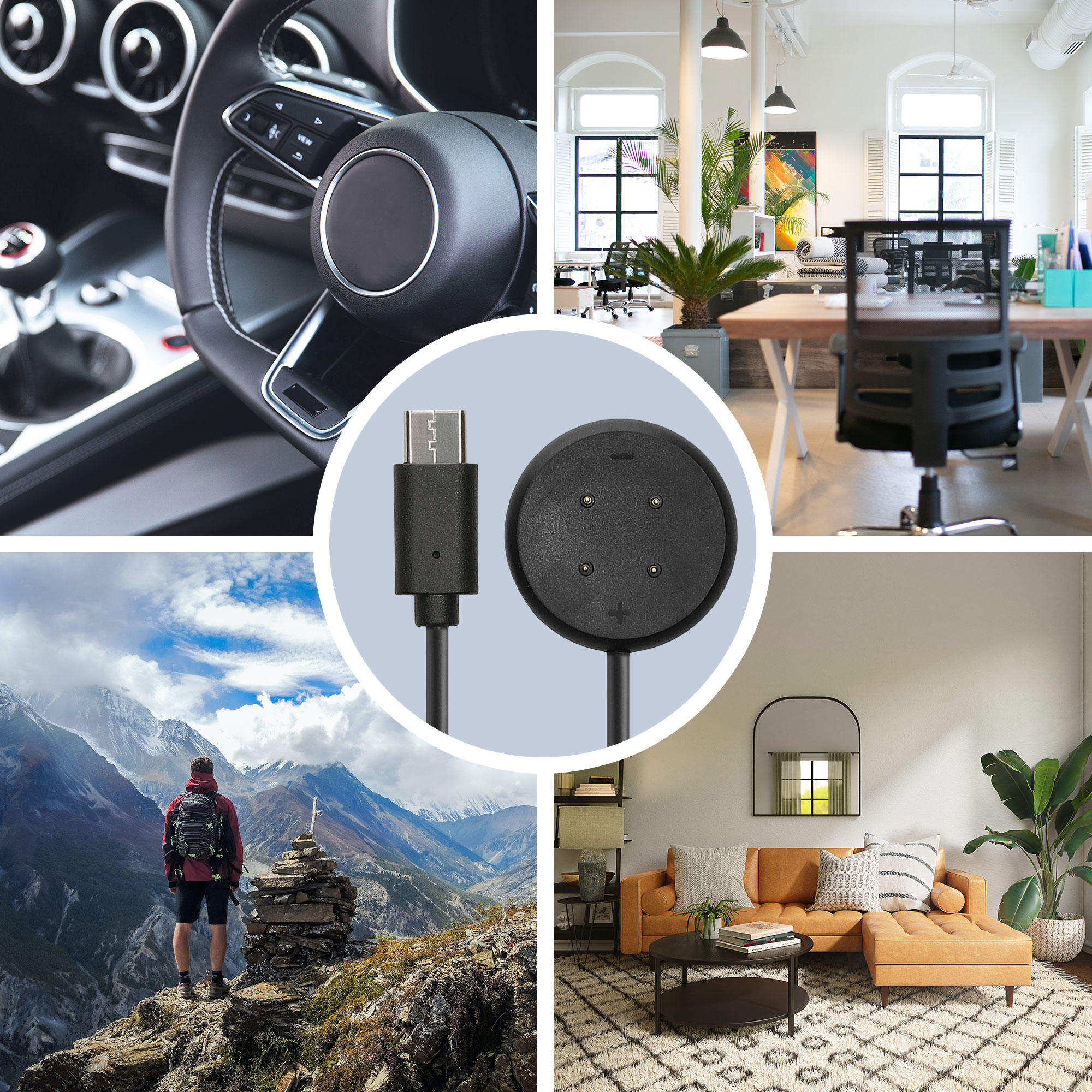 Nabíjecí kabel kwmobile pro Google Pixel Watch 3 / Pixel Watch 2 / Fitbit Versa 4 3 2 / Ace LTE - černá