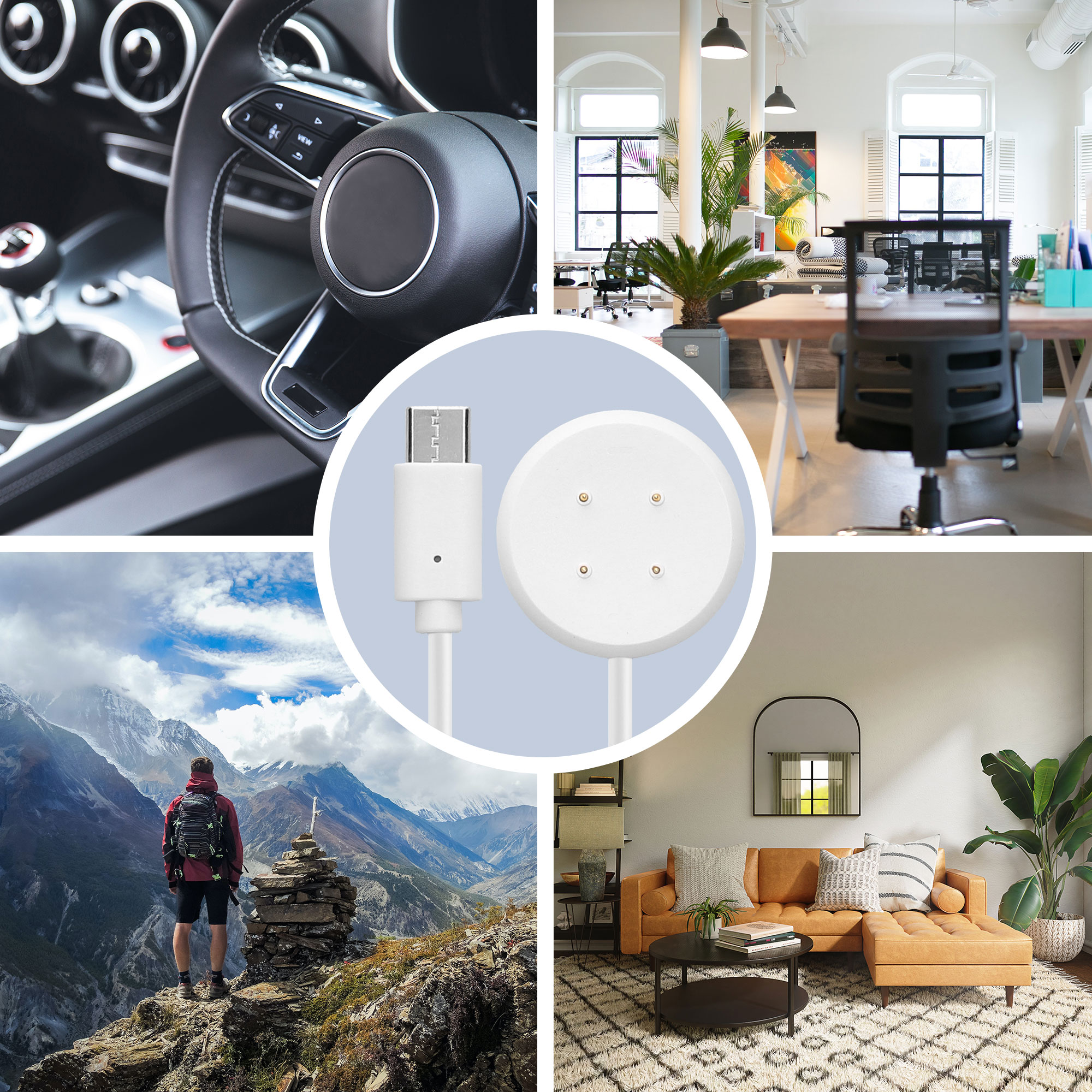 USB-C nabíjecí kabel pro chytré hodinky pro Google Pixel Watch 3 / Pixel Watch 2 / Fitbit Versa 4 3 2 / Ace LTE kwmobile - bílá