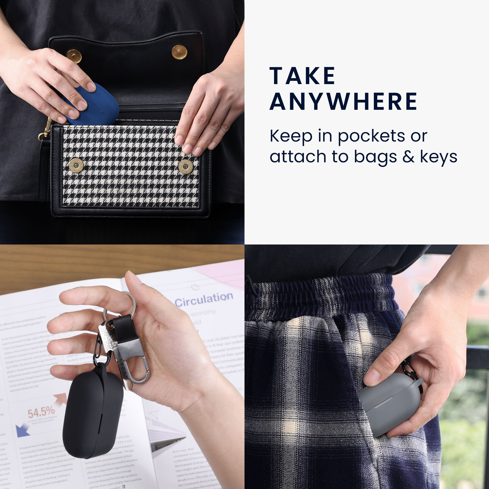 Obal pro Bowers & Wilkins Pi6 / Pi8 kwmobile s karabinou silikonové - tmavě modrá