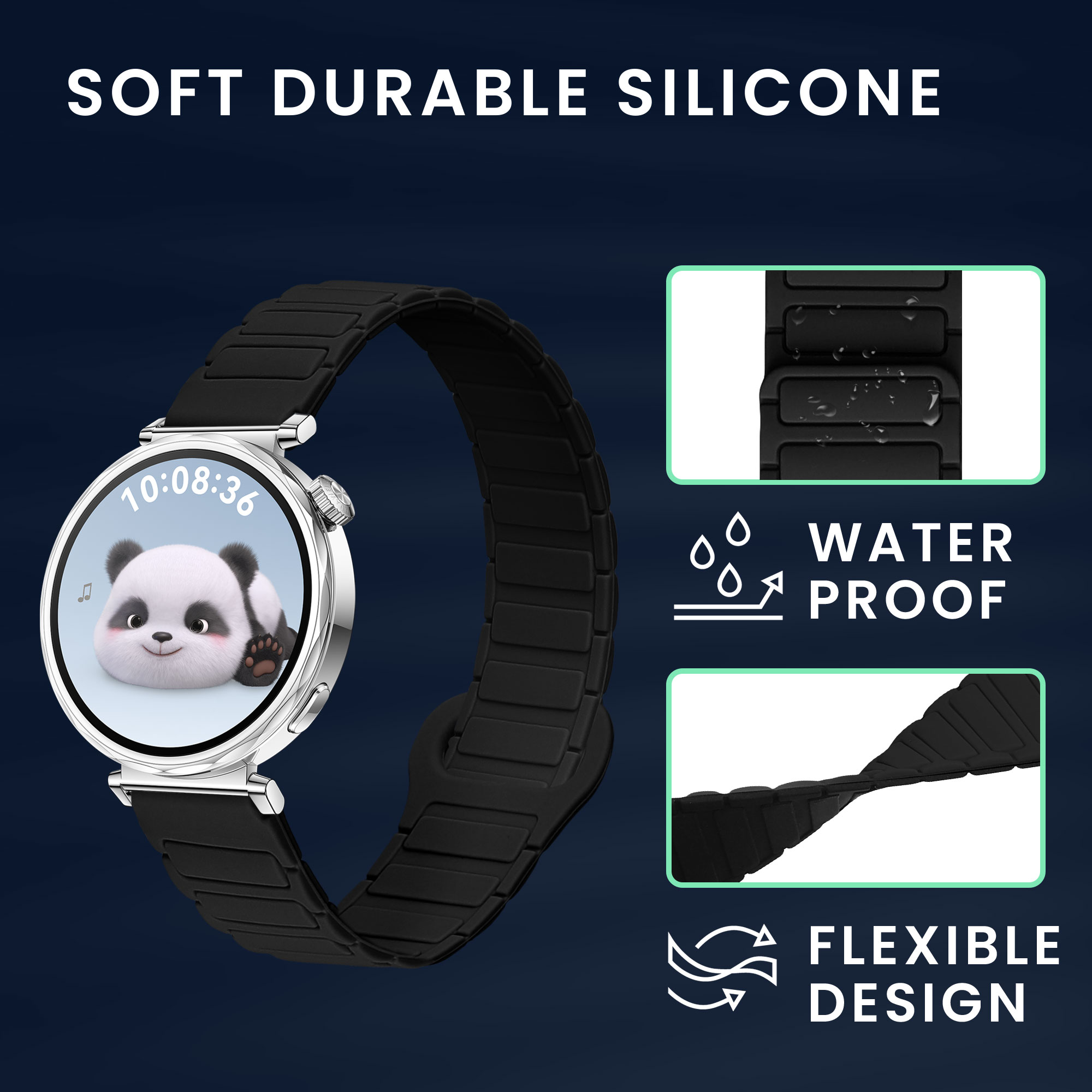 Silikonový řemínek Huawei Watch GT5 41mm magnetické zapínání černá kwmobile
