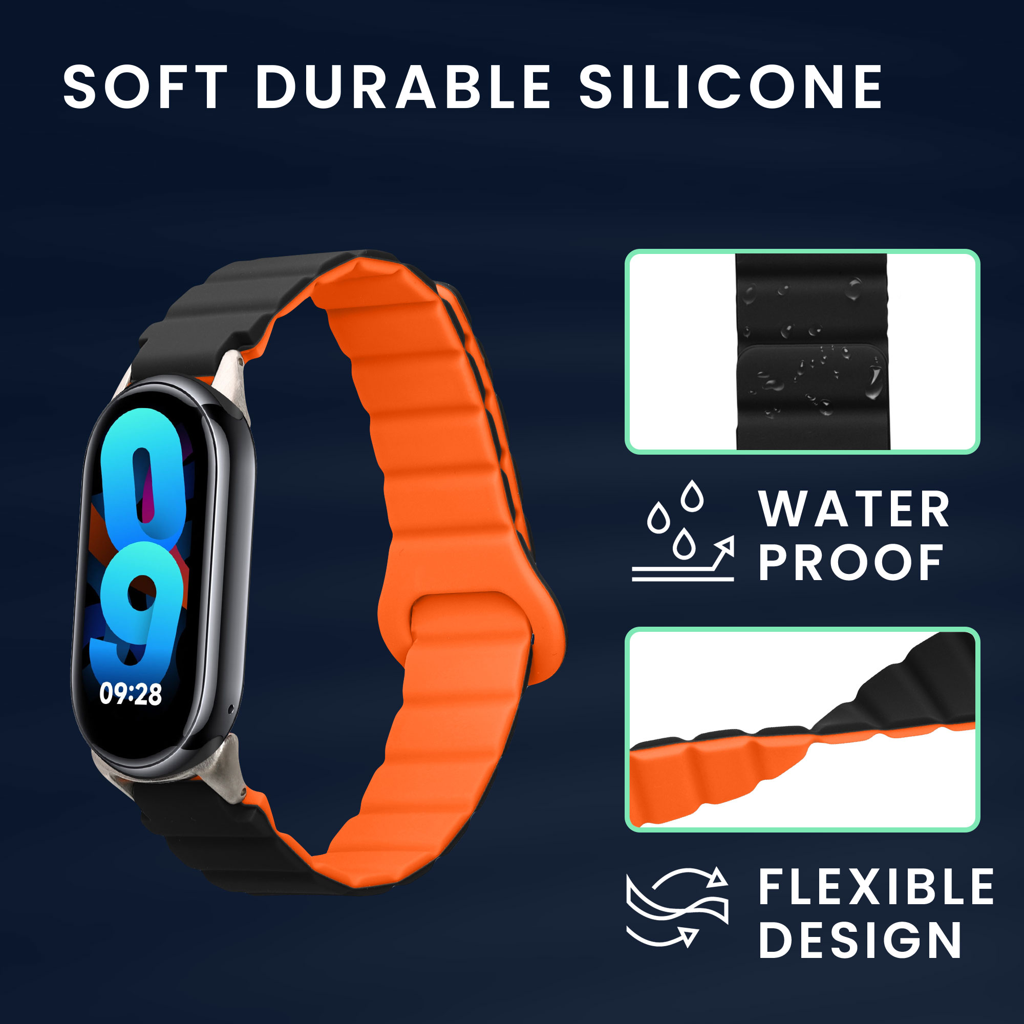 Řemínek kwmobile Xiaomi Mi, černá / oranžová