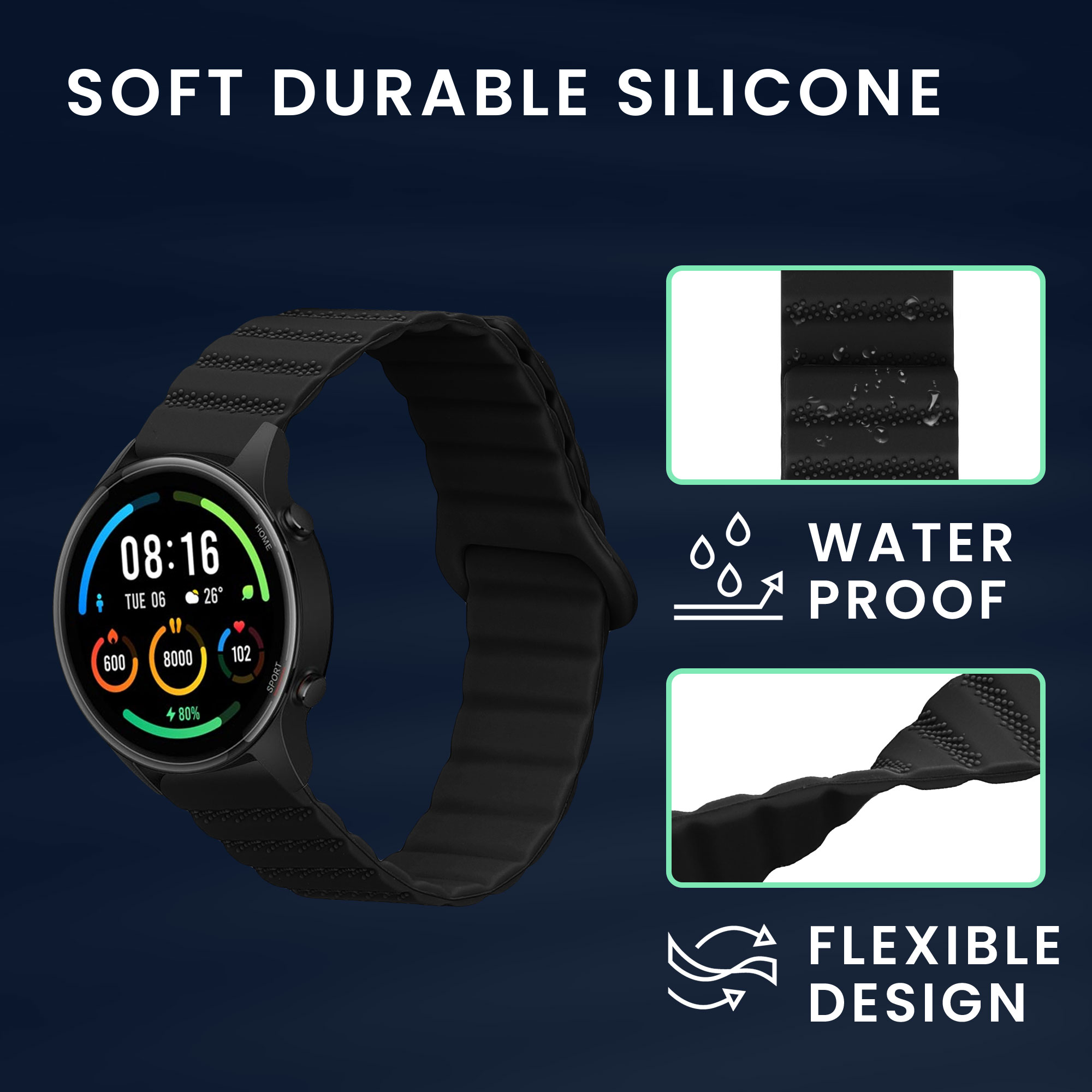 Řemínek pro Xiaomi Mi Watch Color Sport / S1 Active kwmobile silikonové - černá