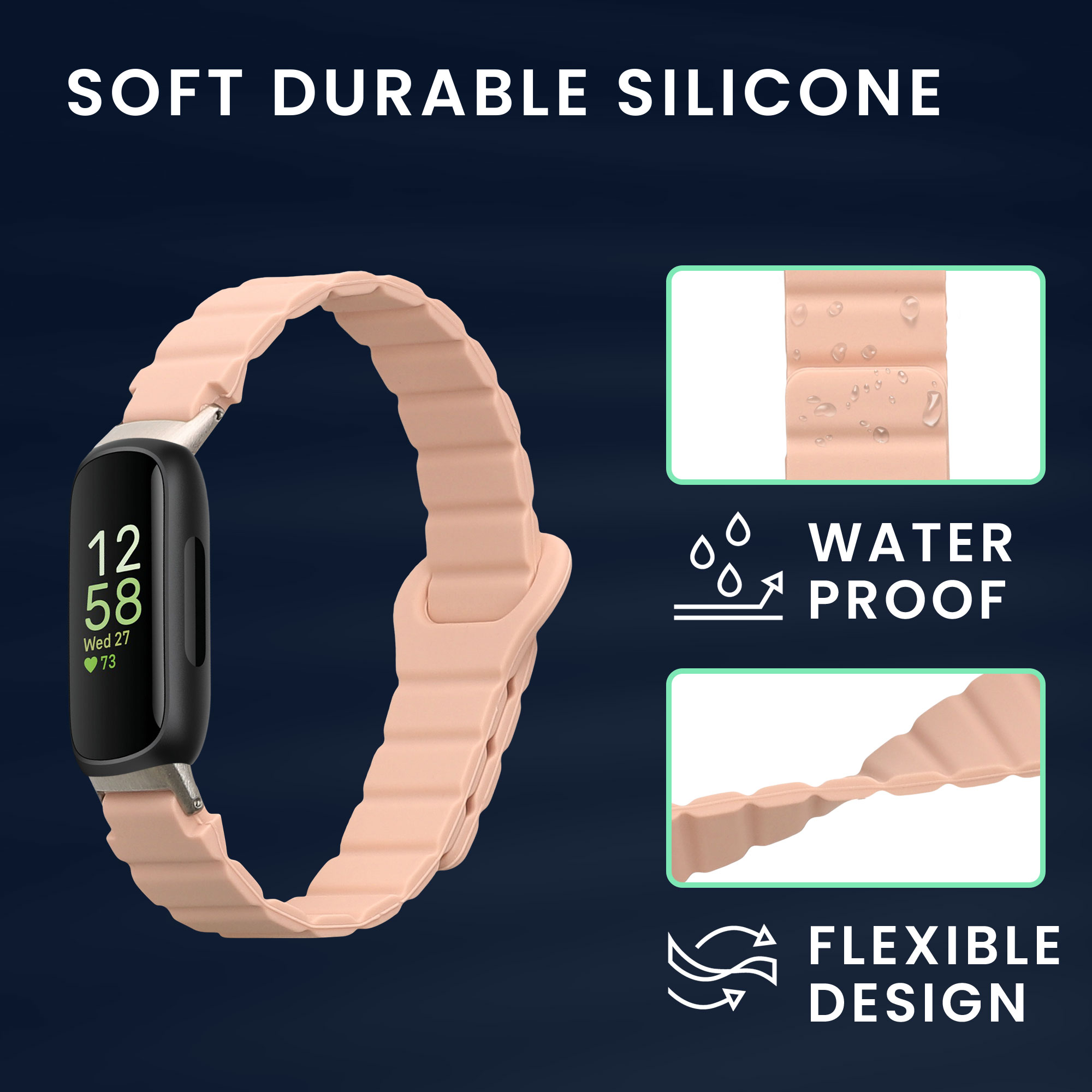 Řemínek na chytré hodinky kwmobile pro Fitbit Inspire 3 - pudrově růžová
