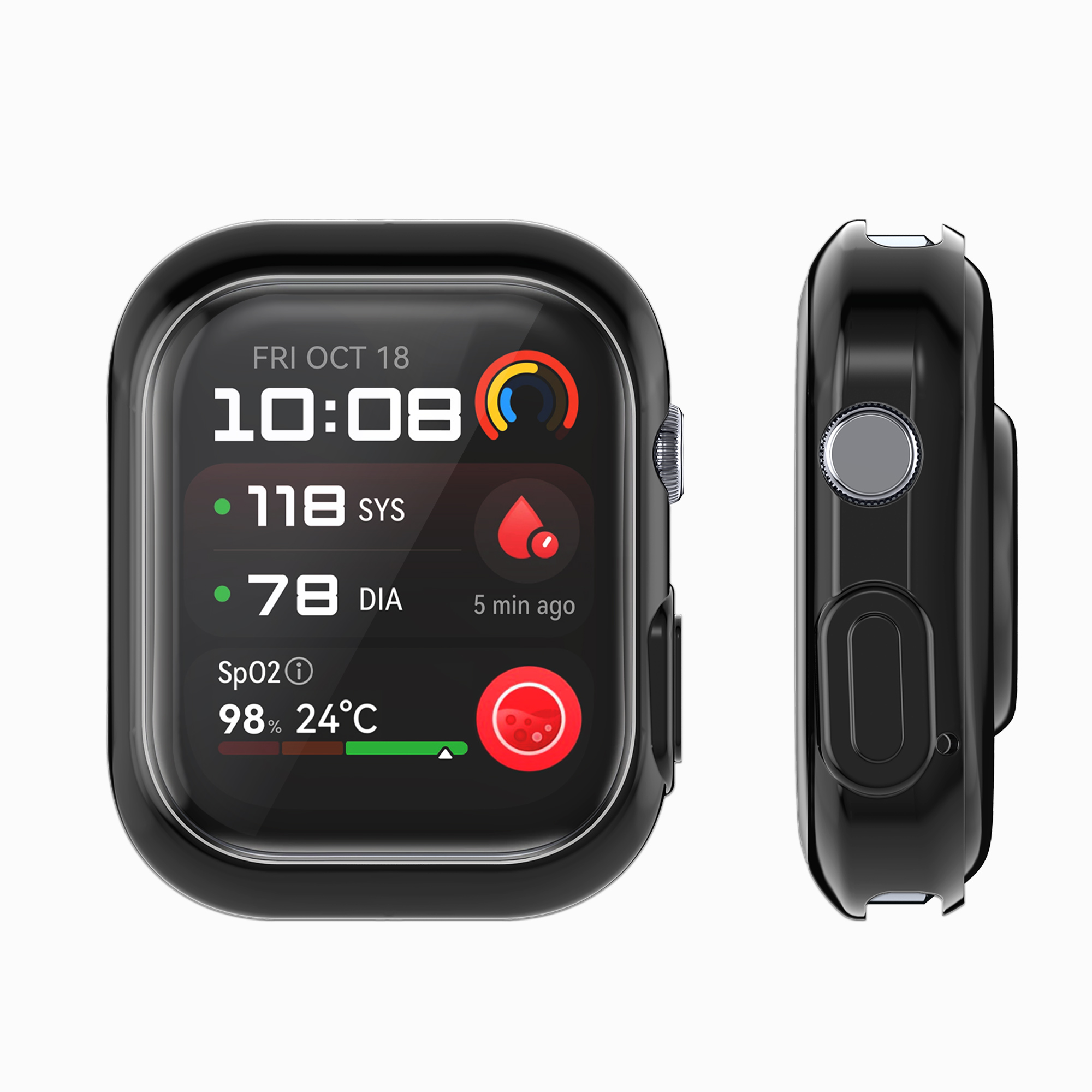 2x obal s ochranným sklem pro Huawei Watch D2 kwmobile silikonové - černá / stříbrná