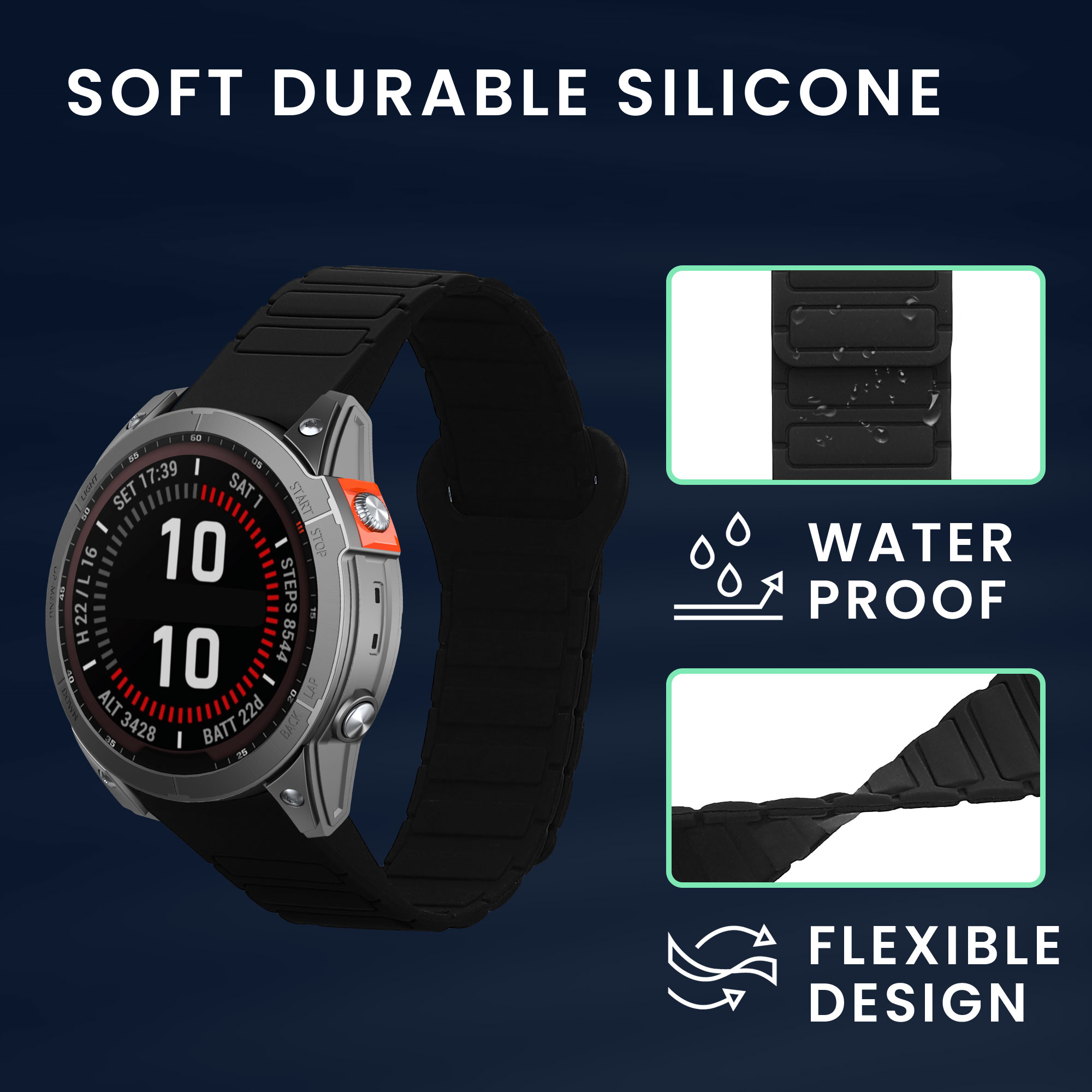Magnetický řemínek Garmin Fenix kwmobile černé