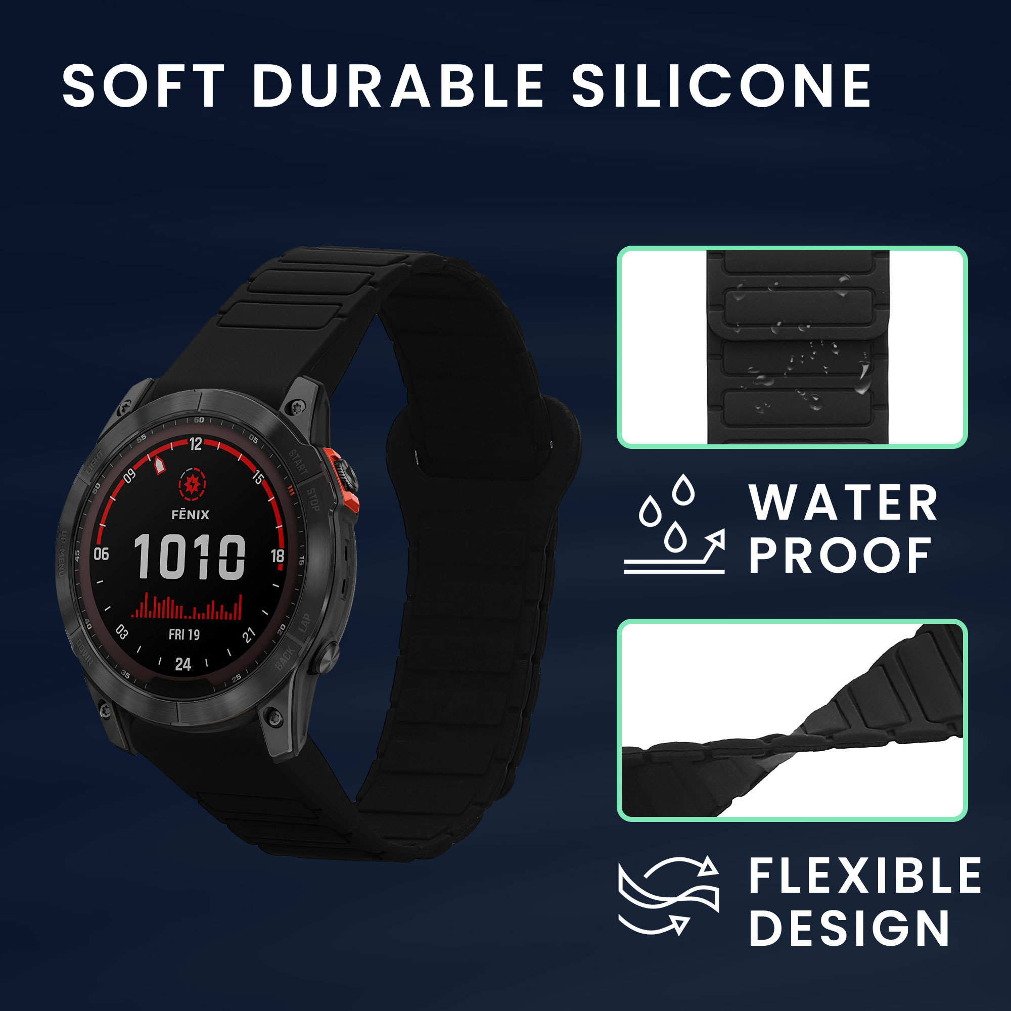Magnetický řemínek Garmin Fenix kwmobile černé