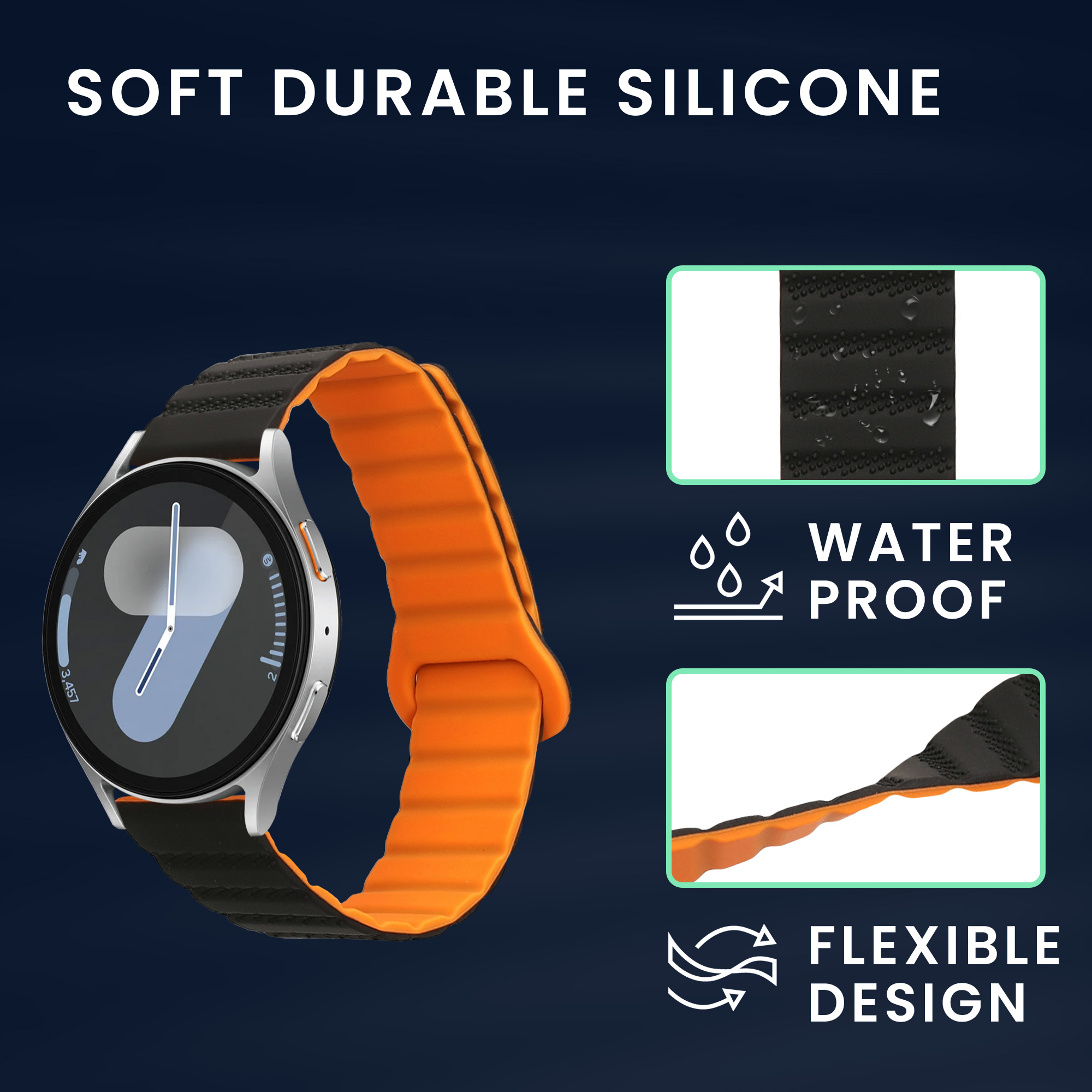 Řemínek na hodinky Galaxy Watch 4 / 5 / 6 Galaxy Watch 7 / FE kwmobile černý/oranžový