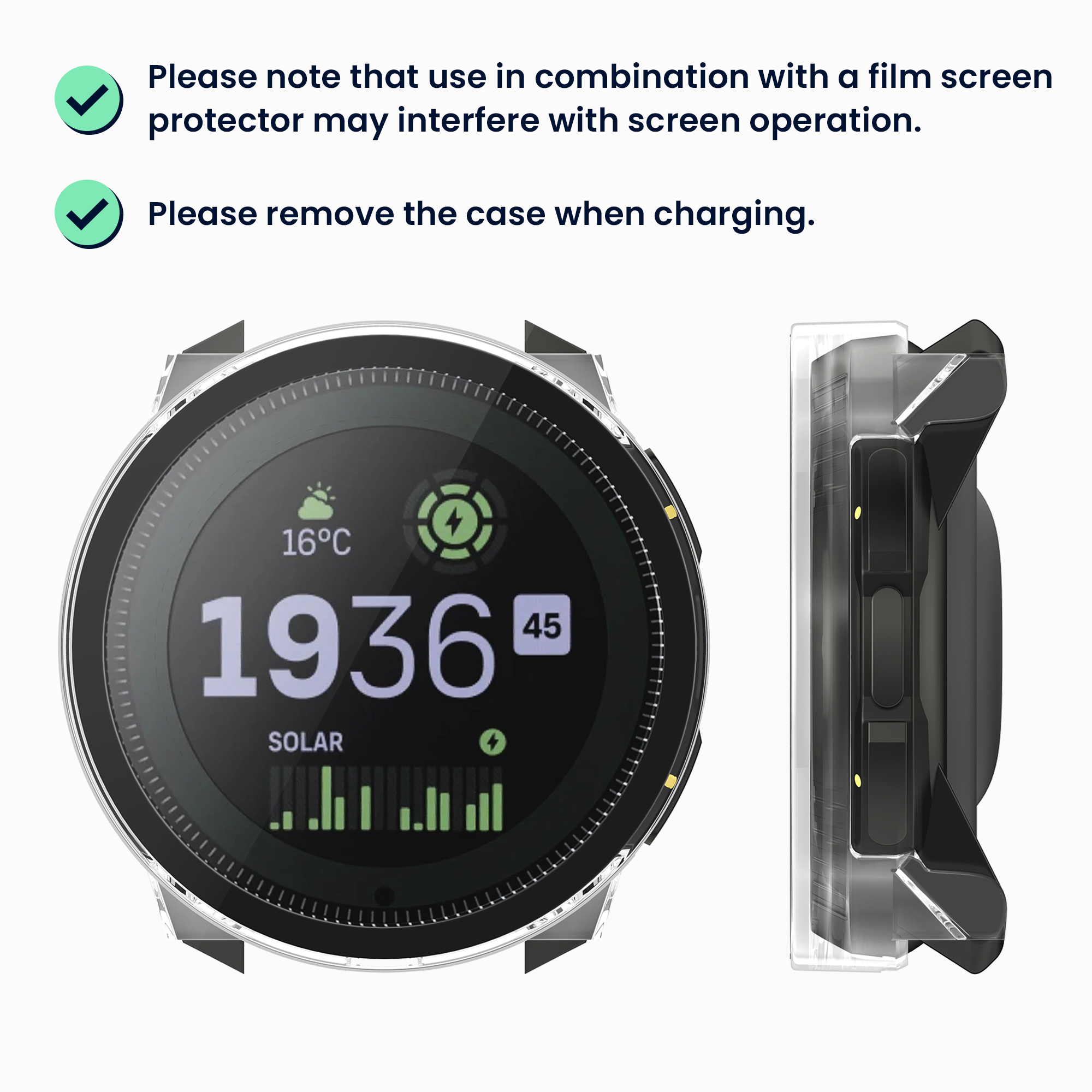 2 ks Ochranný kryt na hodinky kwmobile pro Suunto Vertical - transparentní / černá
