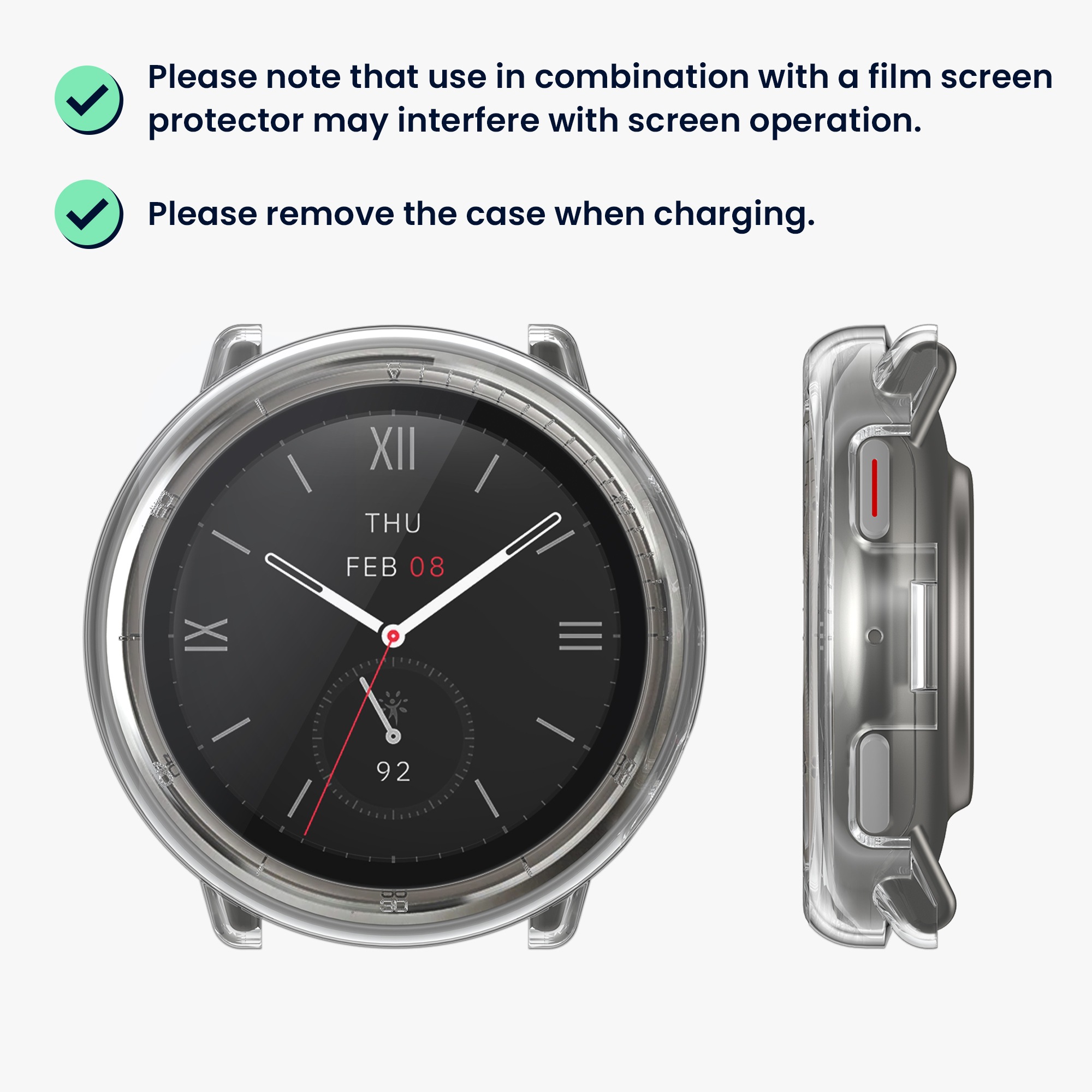 Sada 2 krytů s ochranou displeje pro Amazfit Active2 (A2437) kwmobile - transparentní