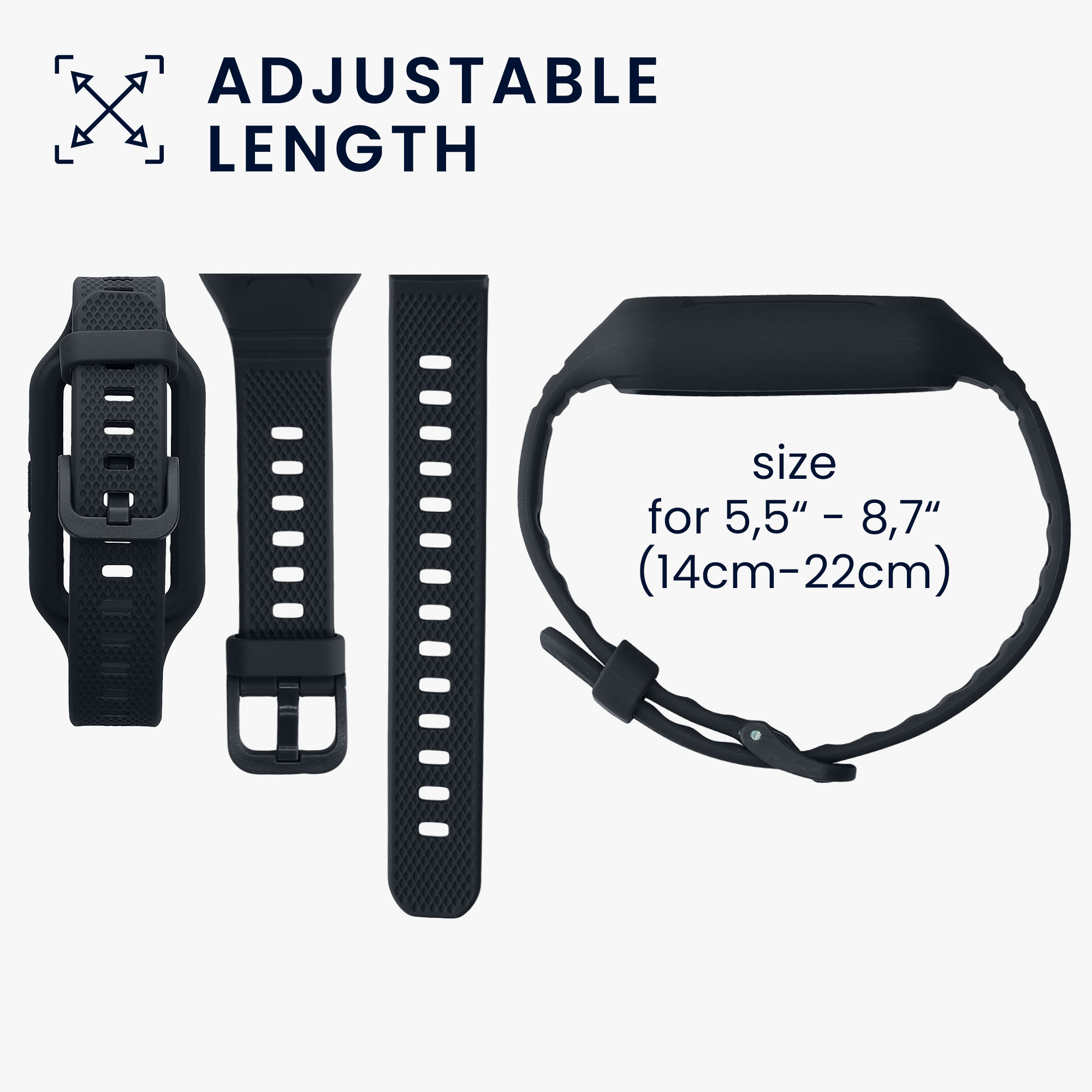 Sada silikonových řemínků na chytré hodinky Huawei Band 9 / Band 8 7 6 Pro / Honor Band 7 6 černé