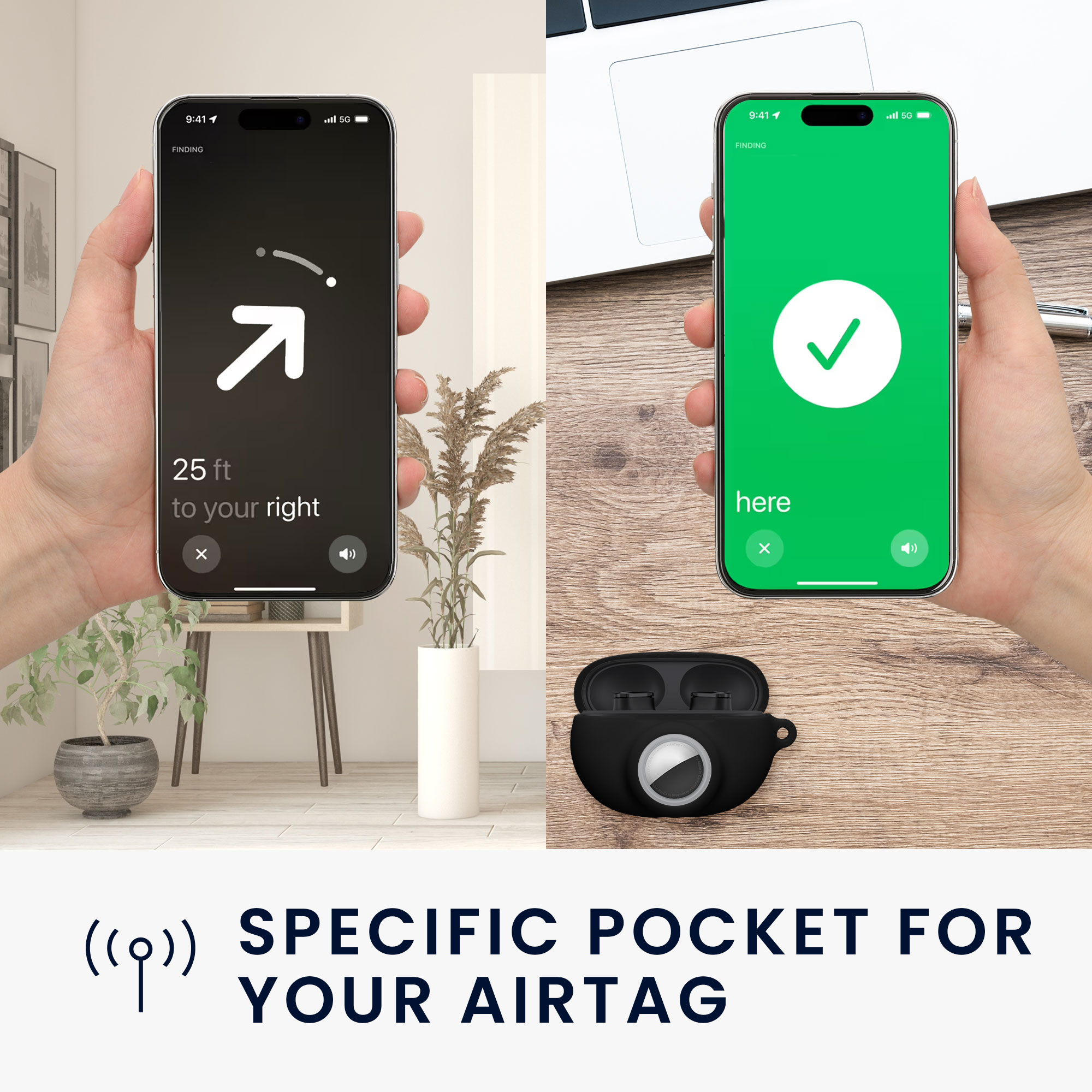 Pouzdro na sluchátka Airtag kwmobile - černá