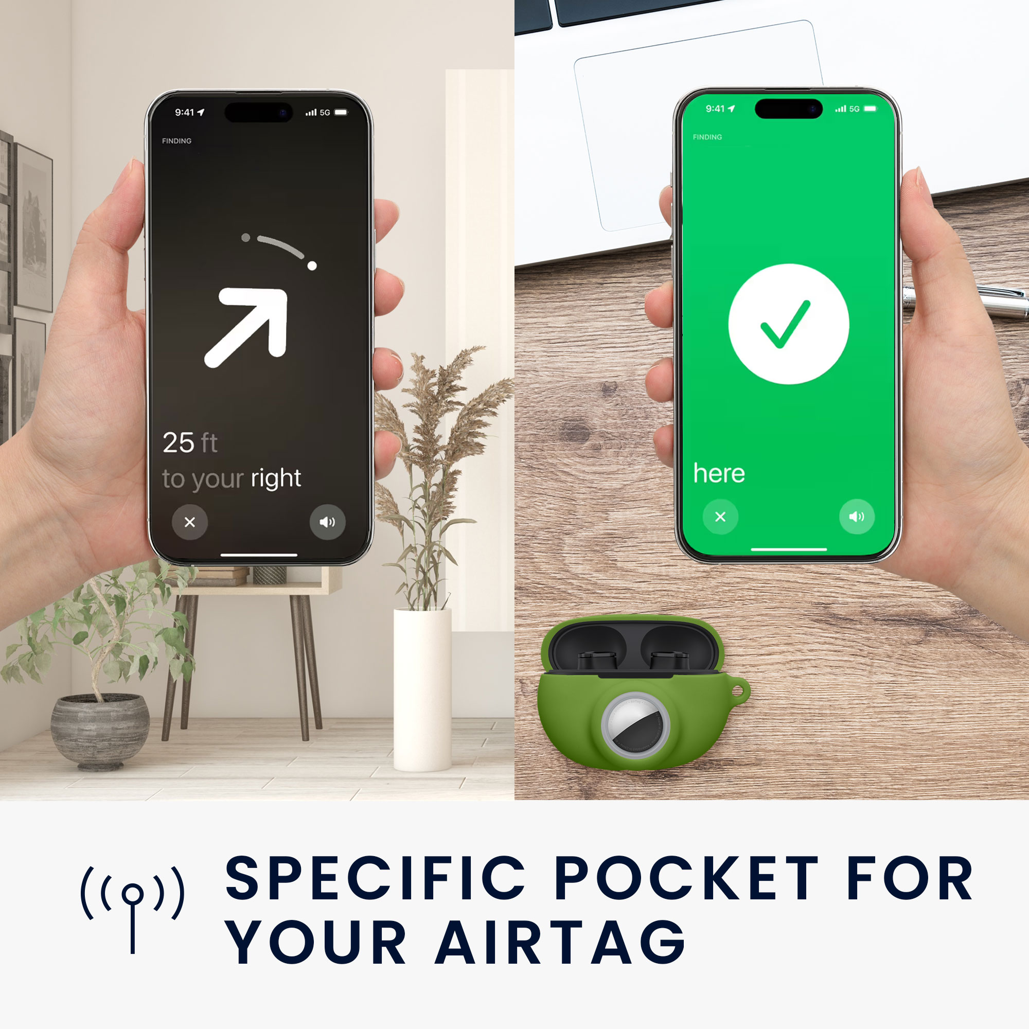 Pouzdro na sluchátka Airtag kwmobile - zelená