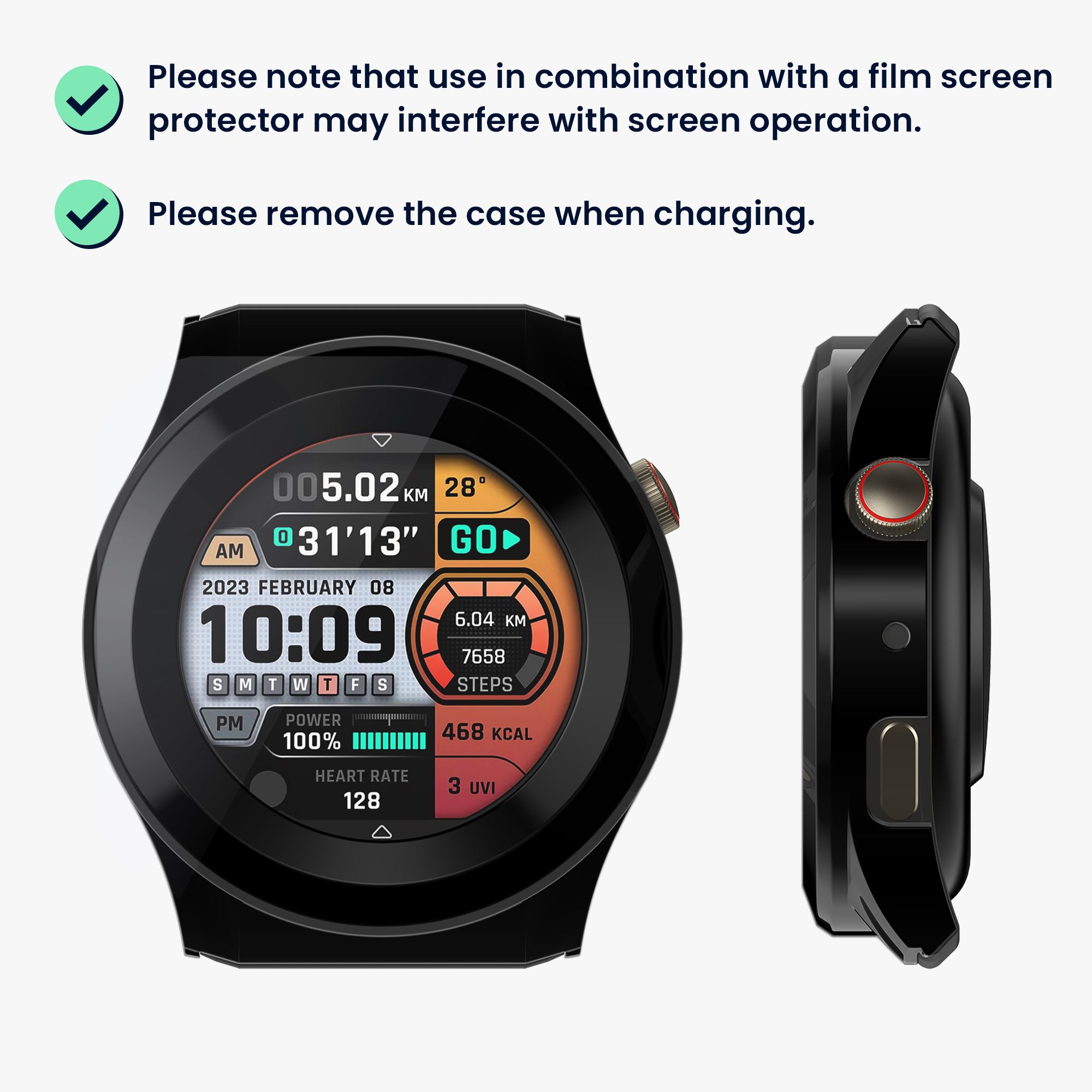 Sada 2 krytů s ochranou displeje pro Amazfit Cheetah / Amazfit Cheetah Pro kwmobile - černá a bílá